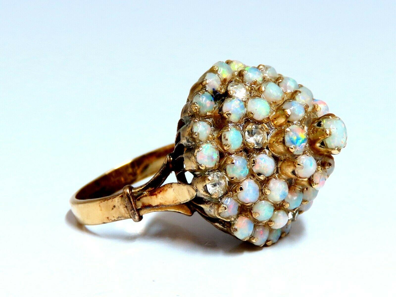 Bague en opale d'Australie naturelle de 6 carats avec dôme pyramide en grappe de 14 carats, d'origine vintage Neuf à New York, NY