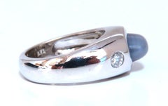 6ct Natural Grey Blue Sapphire Ring 14 Karat Cabochon Sugarloaf Cut