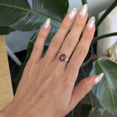 6Ct Star Ruby Cabochon Ring with Diamond Accents: Solid 14K Gold, Oval 10x8mm