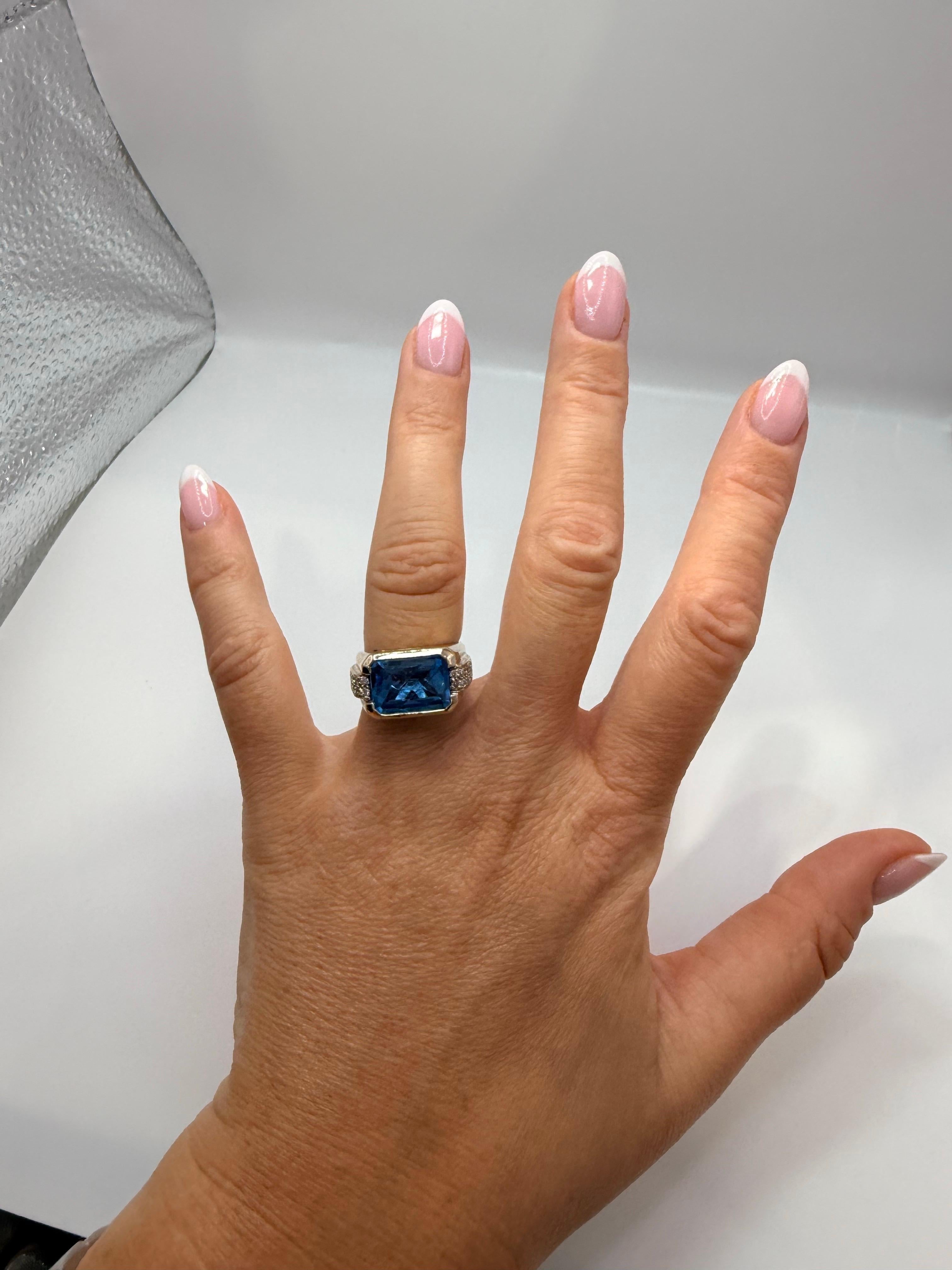 Bague unisexe 6ct Topaze Diamant Or 18KT Neuf - En vente à Boca Raton, FL
