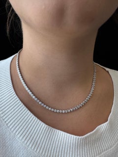 6CT T.W Bezel Set Diamond Tennis Necklace 14K White Gold 16"