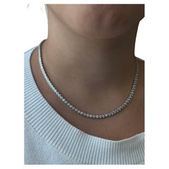 6CT T.W Bezel Set Diamant Tennis Halskette 14K Weißgold 16"