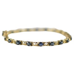 6ctw Blue Sapphire Oval Natural Gemstone Bracelet in 14k Yellow Gold
