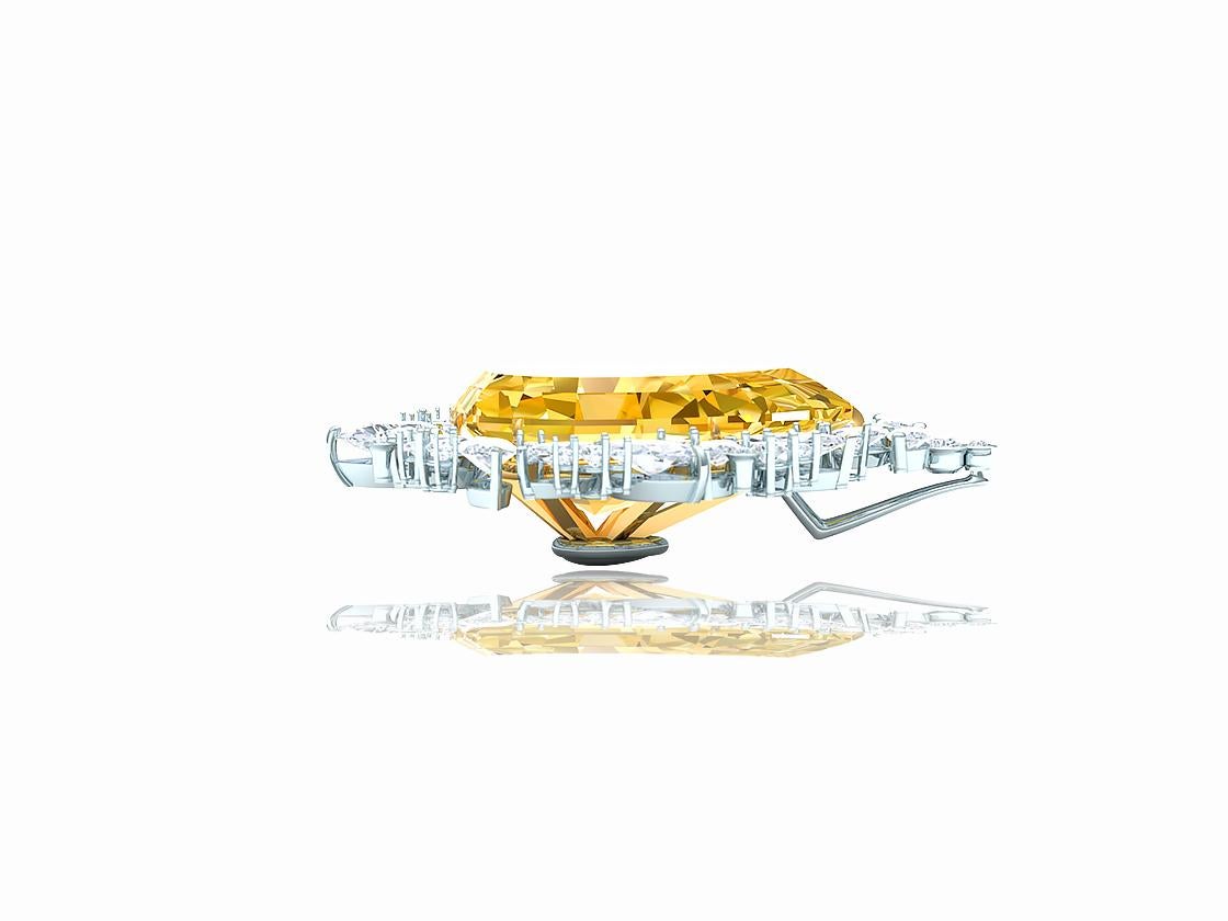 Pear Cut Timeless, GIA Fancy Yellow Pear Diamond, Platinum VS Pendant For Sale
