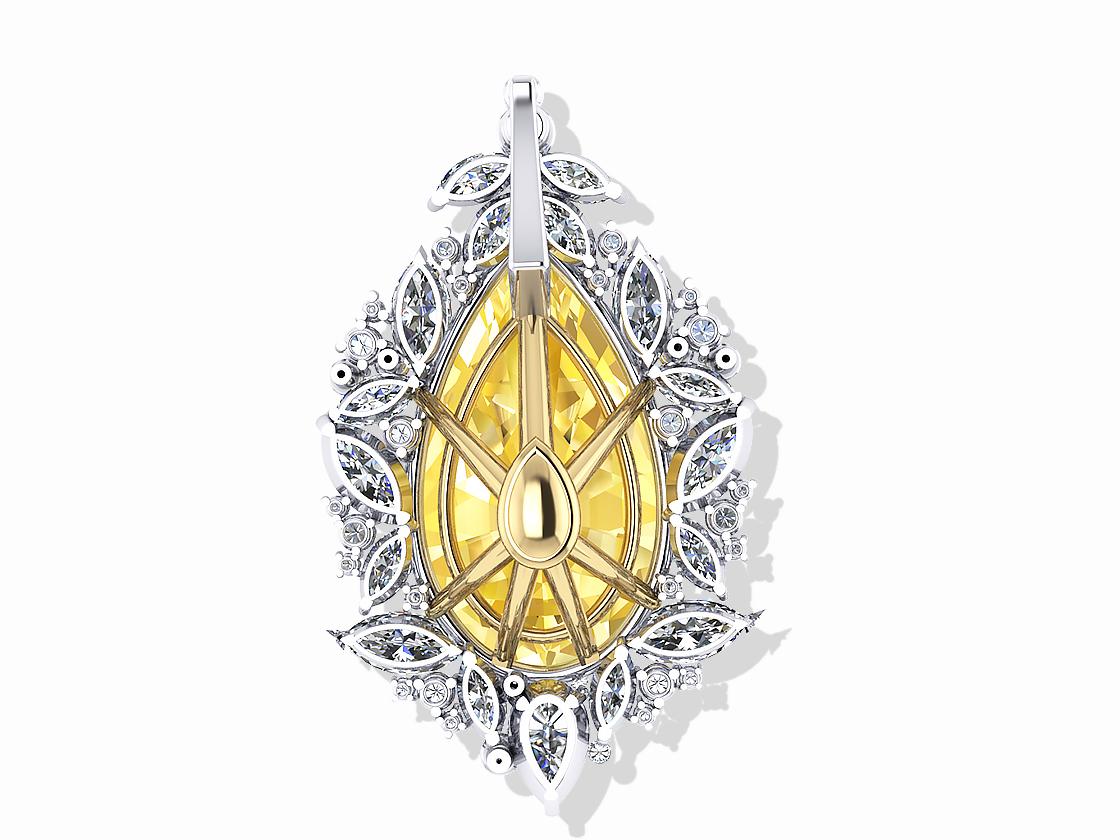 Timeless, GIA Fancy Yellow Pear Diamond, Platinum VS Pendant In Excellent Condition For Sale In Aliso Viejo, CA