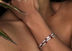 6ctw Round-Cut Pink Tourmaline Tennis Bracelet in Platinum Sterling Silver