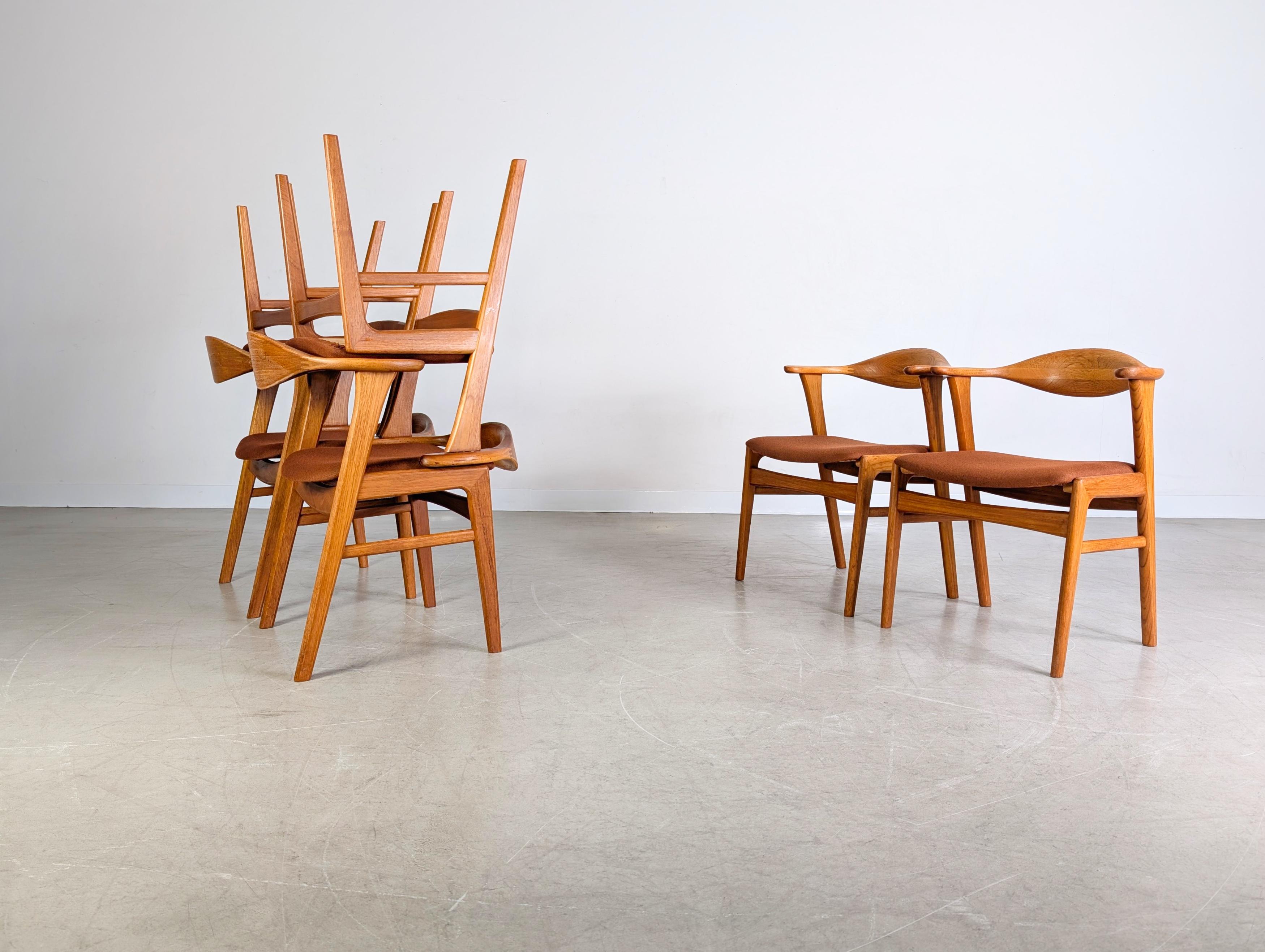 Teak 6er Set Midcentury Stühle Høng Erik Kirkegaard Modell 49b teak in vendita