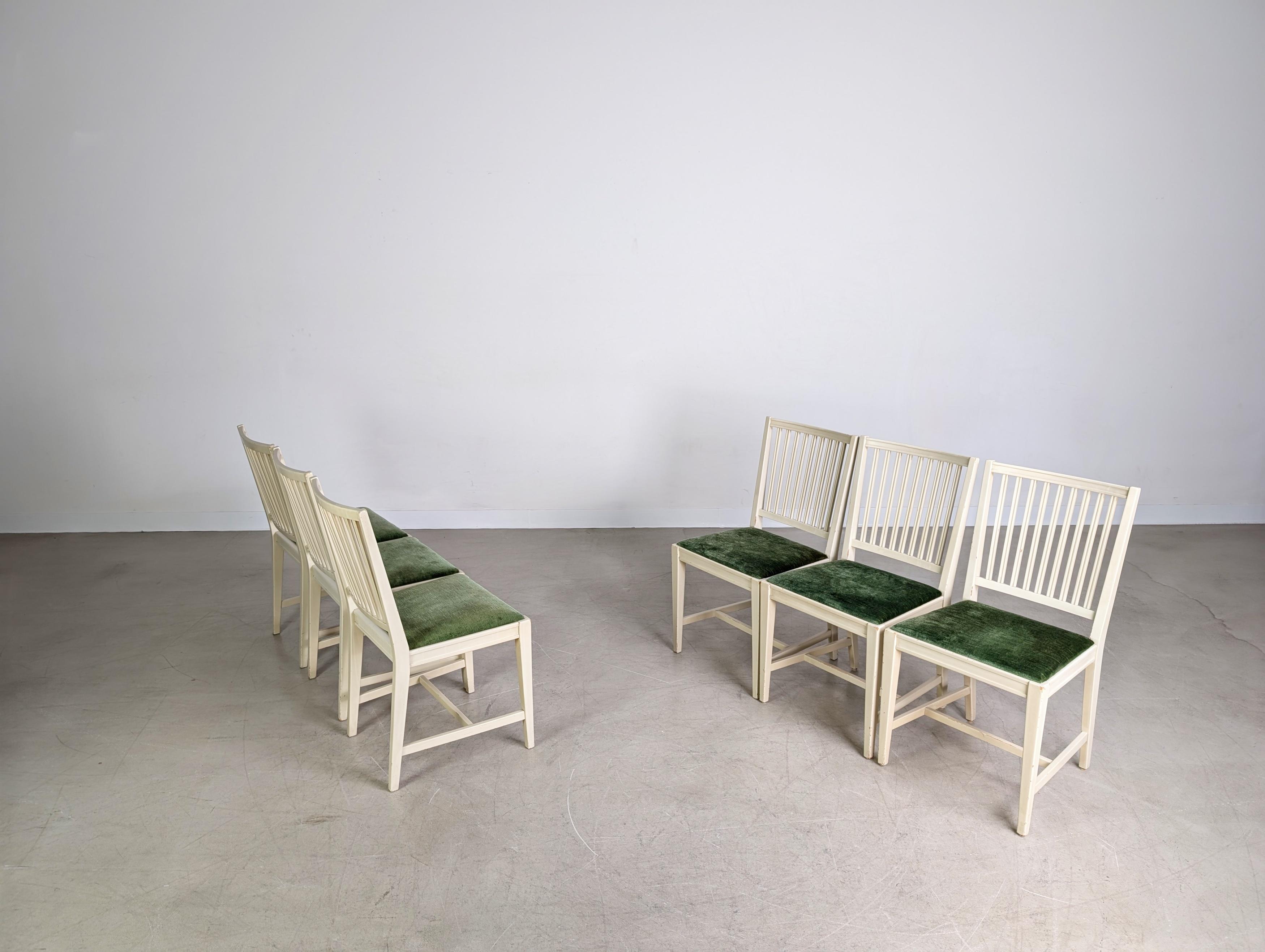 Fabric 6er Set Midcentury Stühle Svante Skogh Schweden shabby scandi For Sale