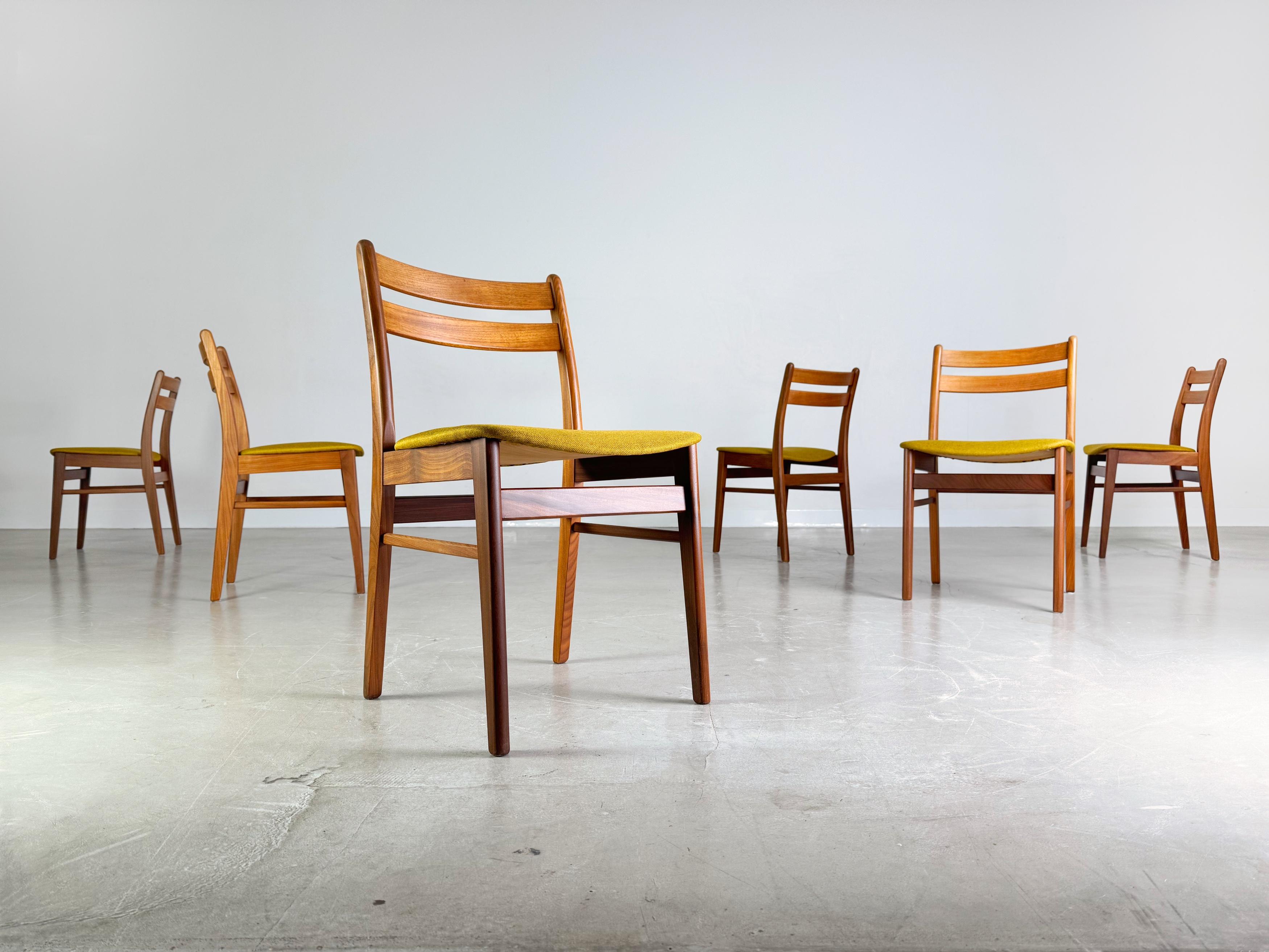6er Set Midcentury Stühle teak danish design gelb 1960 en vente 3