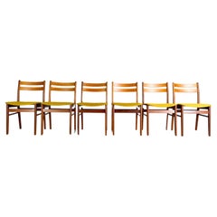 6er Set Midcentury Stühle teak dänisch design gelb 1960