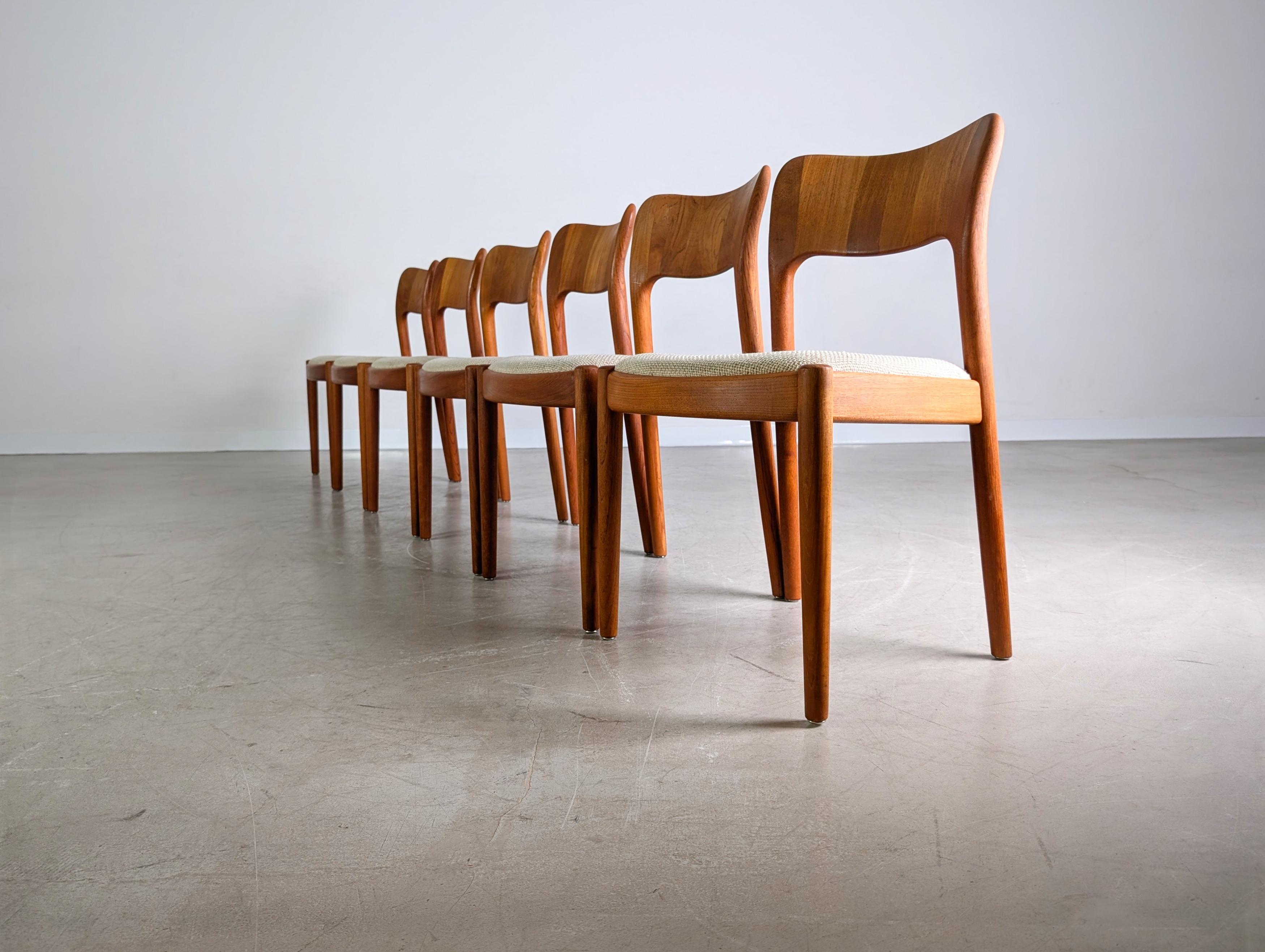 6er Set Niels Koefoed Midcentury Stuhl Hornslet Teak Vintage By 1960 im Zustand „Gut“ im Angebot in Berlin, DE