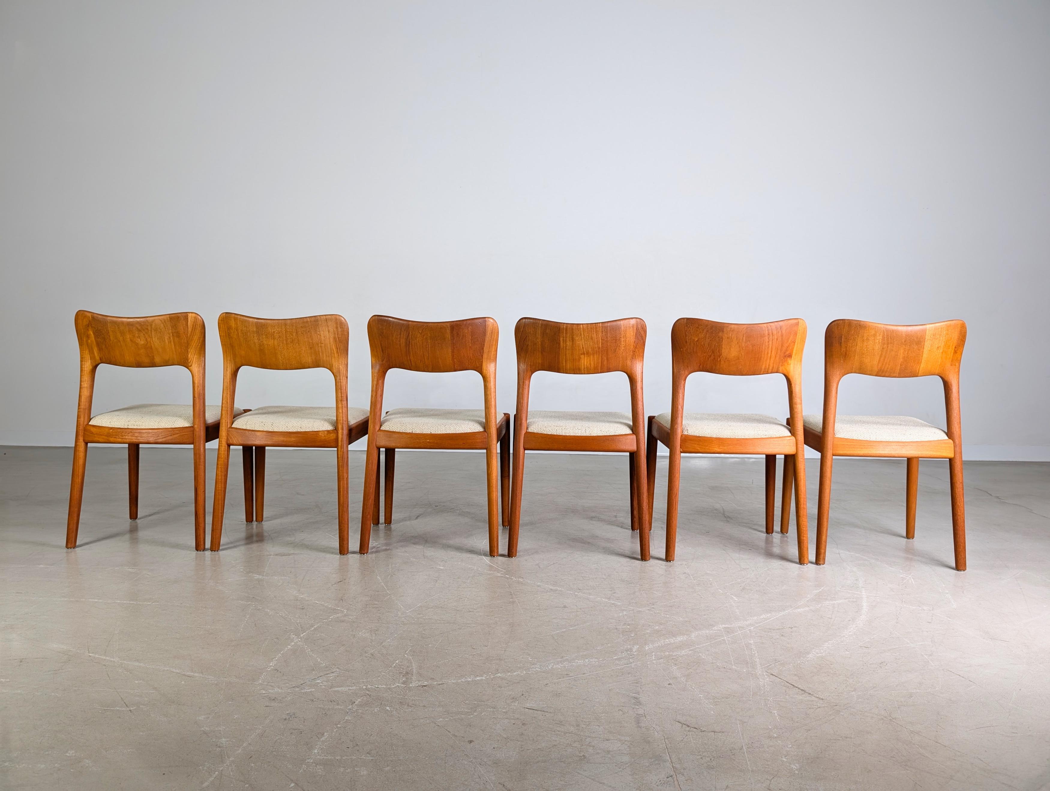 6er Set Niels Koefoed Midcentury Stuhl Hornslet Teak Vintage By 1960 (Mitte des 20. Jahrhunderts) im Angebot