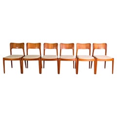6er Set Niels Koefoed Midcentury Stuhl Hornslet Teca Vintage 1960