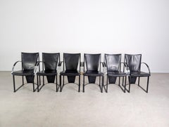 6er Set Original Ronald Schmitt Stühle Leder Design Stuhl schwarz