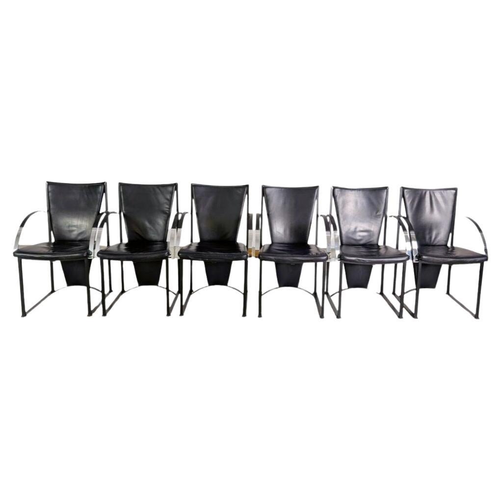 6er Set Original Ronald Schmitt Stühle Leder Design Stuhl schwarz