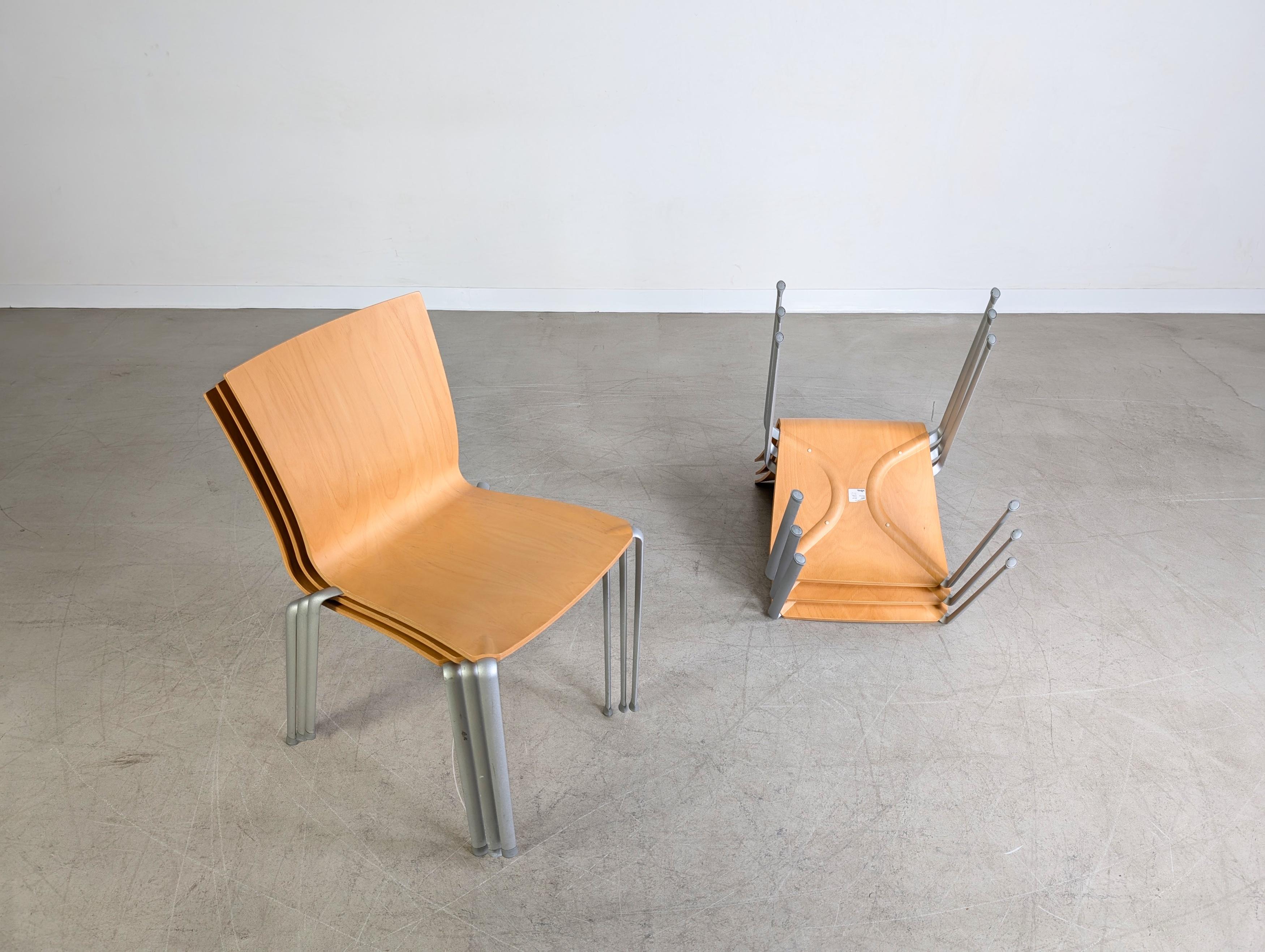 6er Set Original Vitra Taino Stuhl Stapelstuhl Konferenz Mwst (Holz) im Angebot
