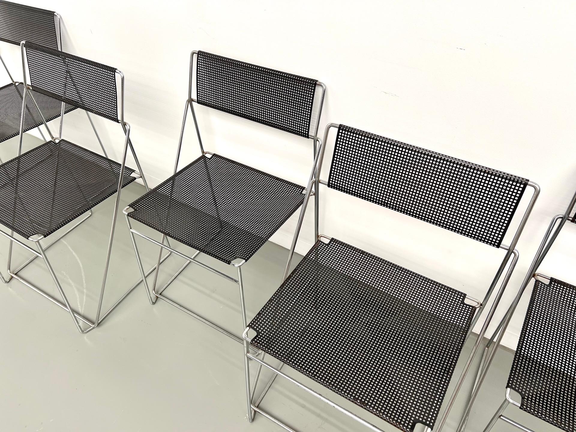 6Stück von 6 Nuova X-Line Stühlen, 1977 von Niels Jørgen Haugesen entworfen im Angebot 3