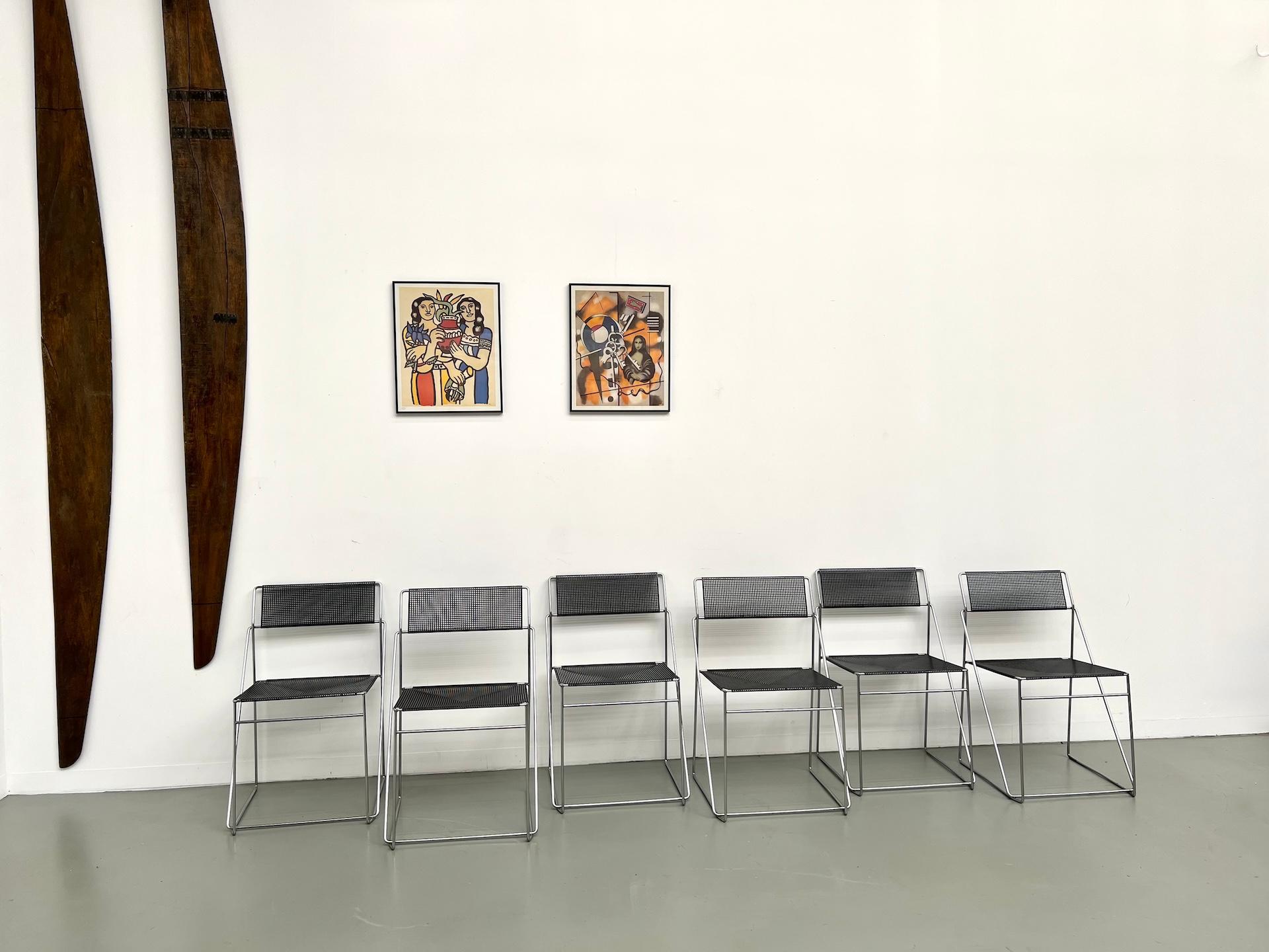 6Stück von 6 Nuova X-Line Stühlen, 1977 von Niels Jørgen Haugesen entworfen (Moderne der Mitte des Jahrhunderts) im Angebot