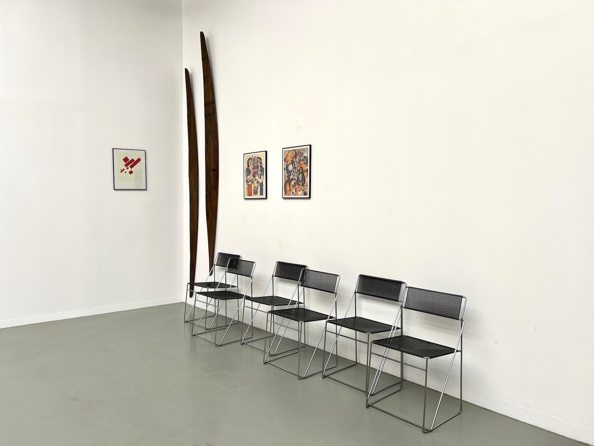 6Stück von 6 Nuova X-Line Stühlen, 1977 von Niels Jørgen Haugesen entworfen (Dänisch) im Angebot