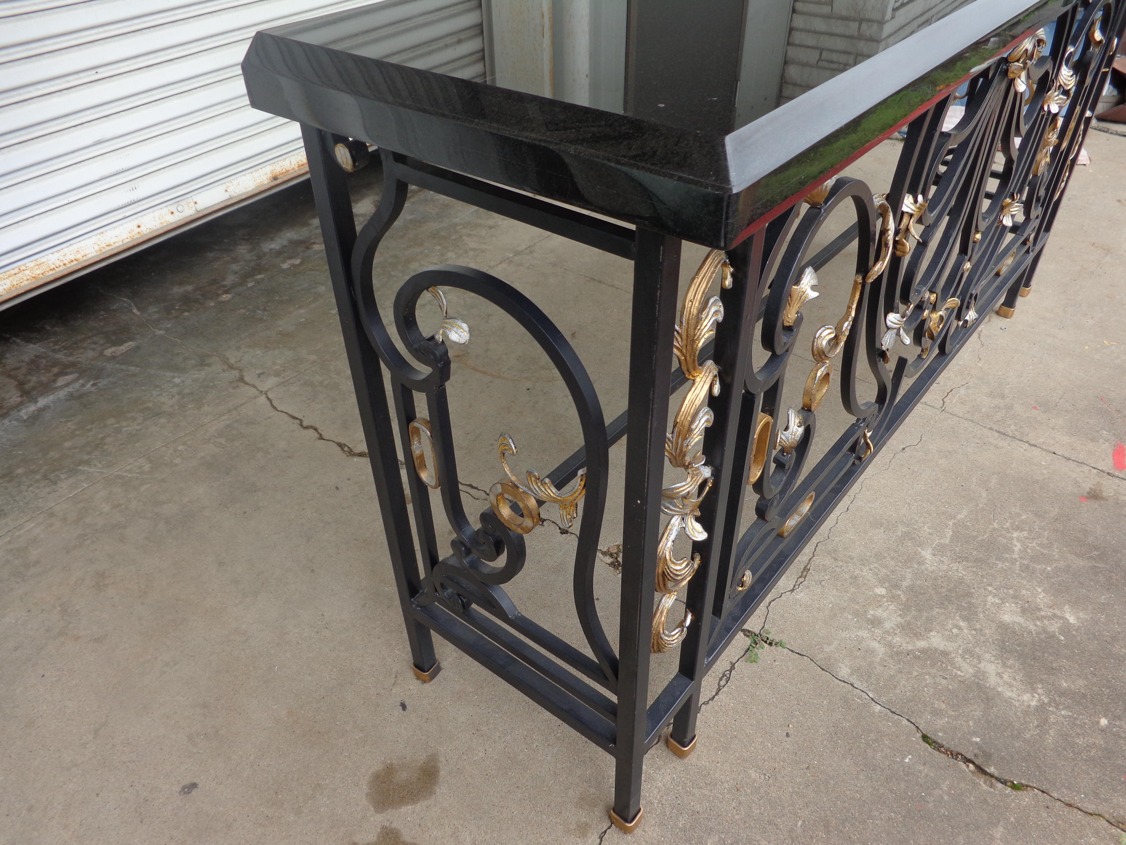 Italian Granite Wrought Iron Console 4