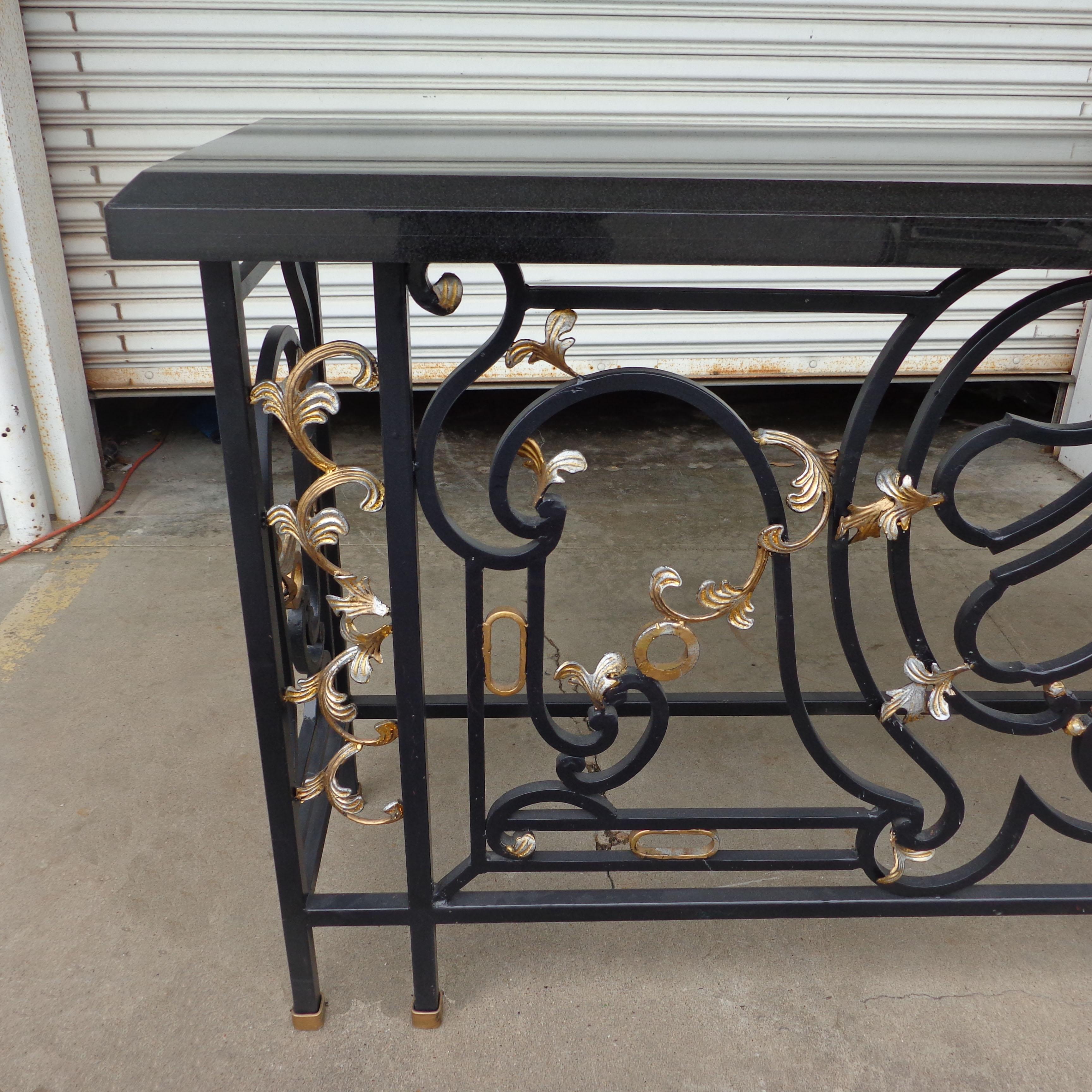 Italian Granite Wrought Iron Console 7