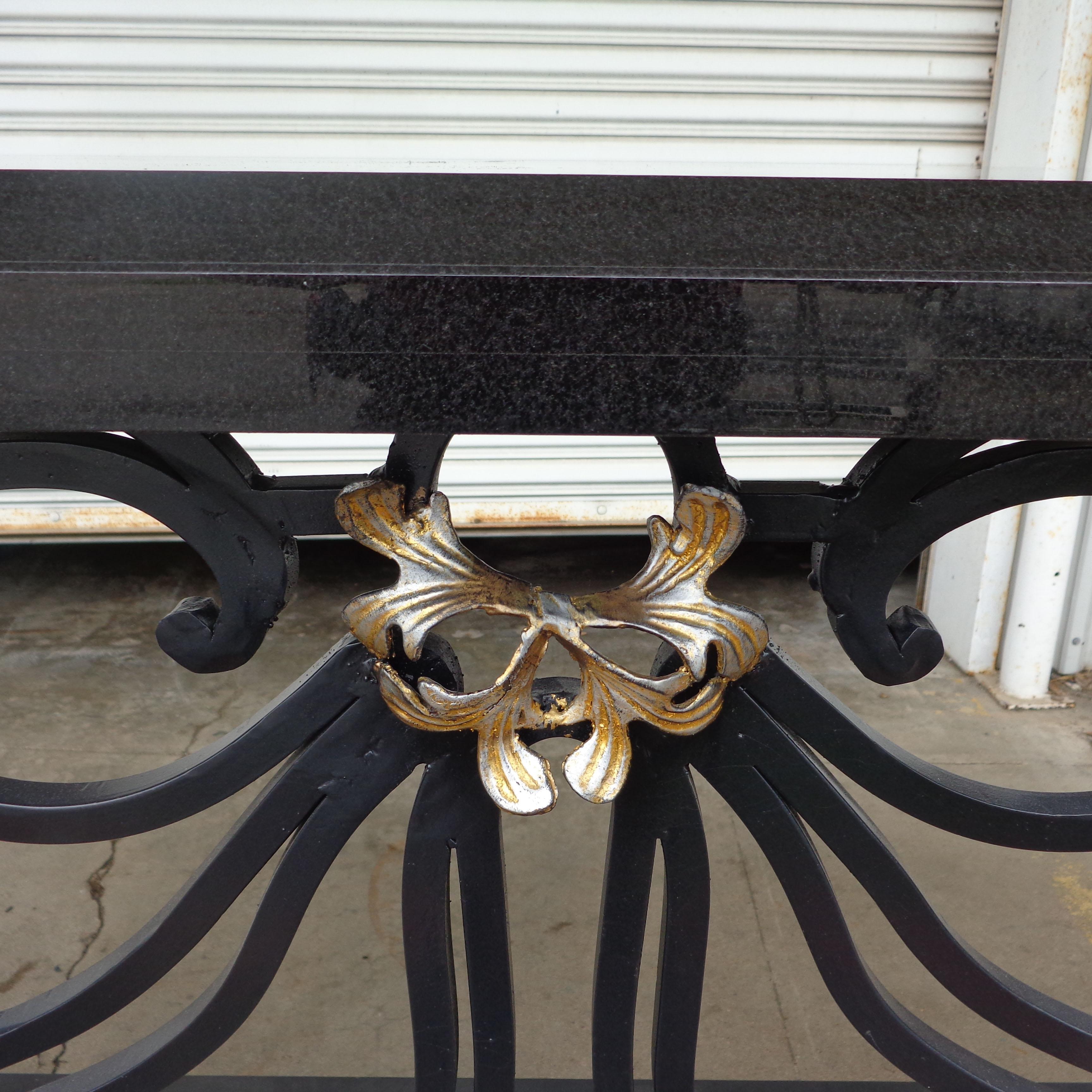 Italian Granite Wrought Iron Console 8