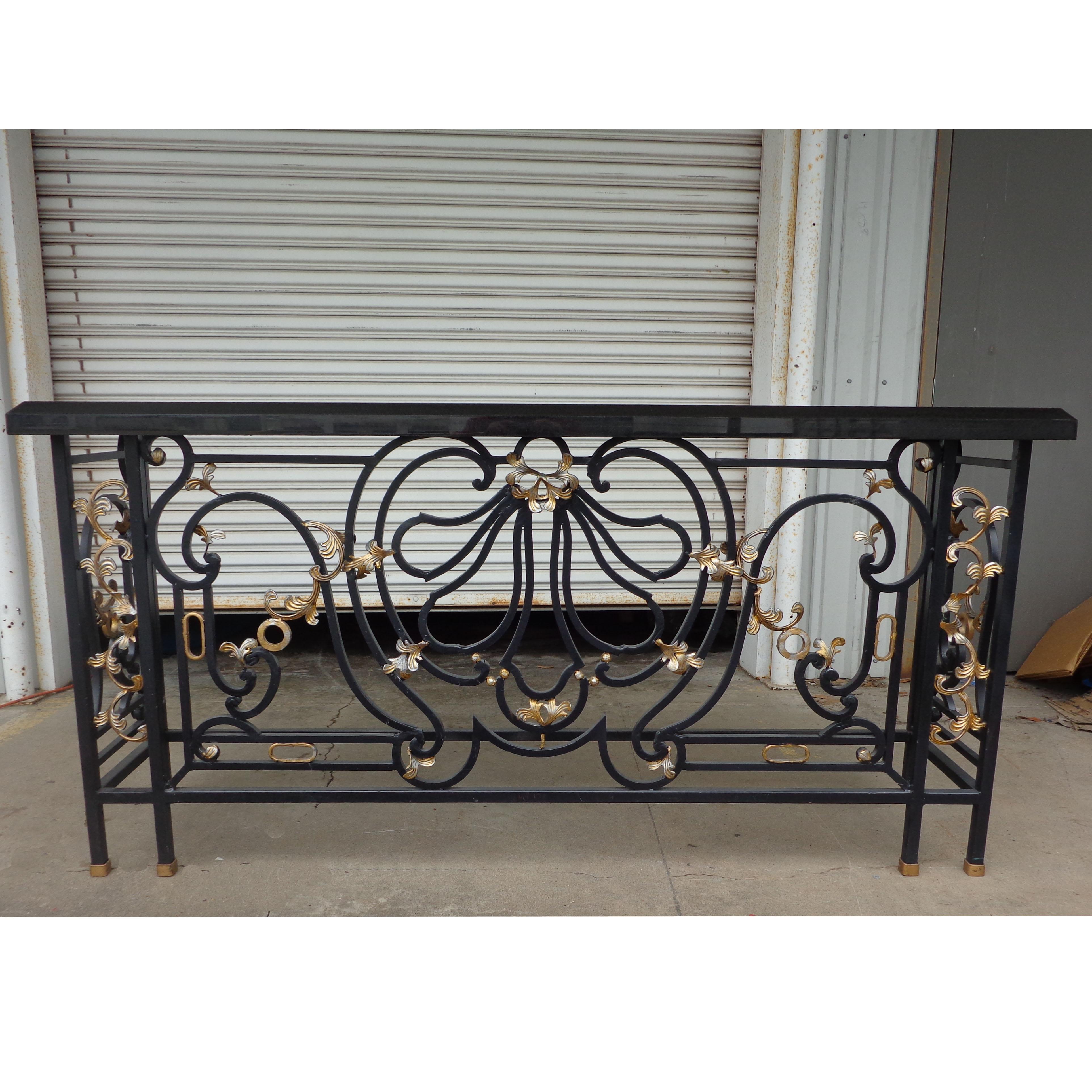 20th Century Italian Granite Wrought Iron Console