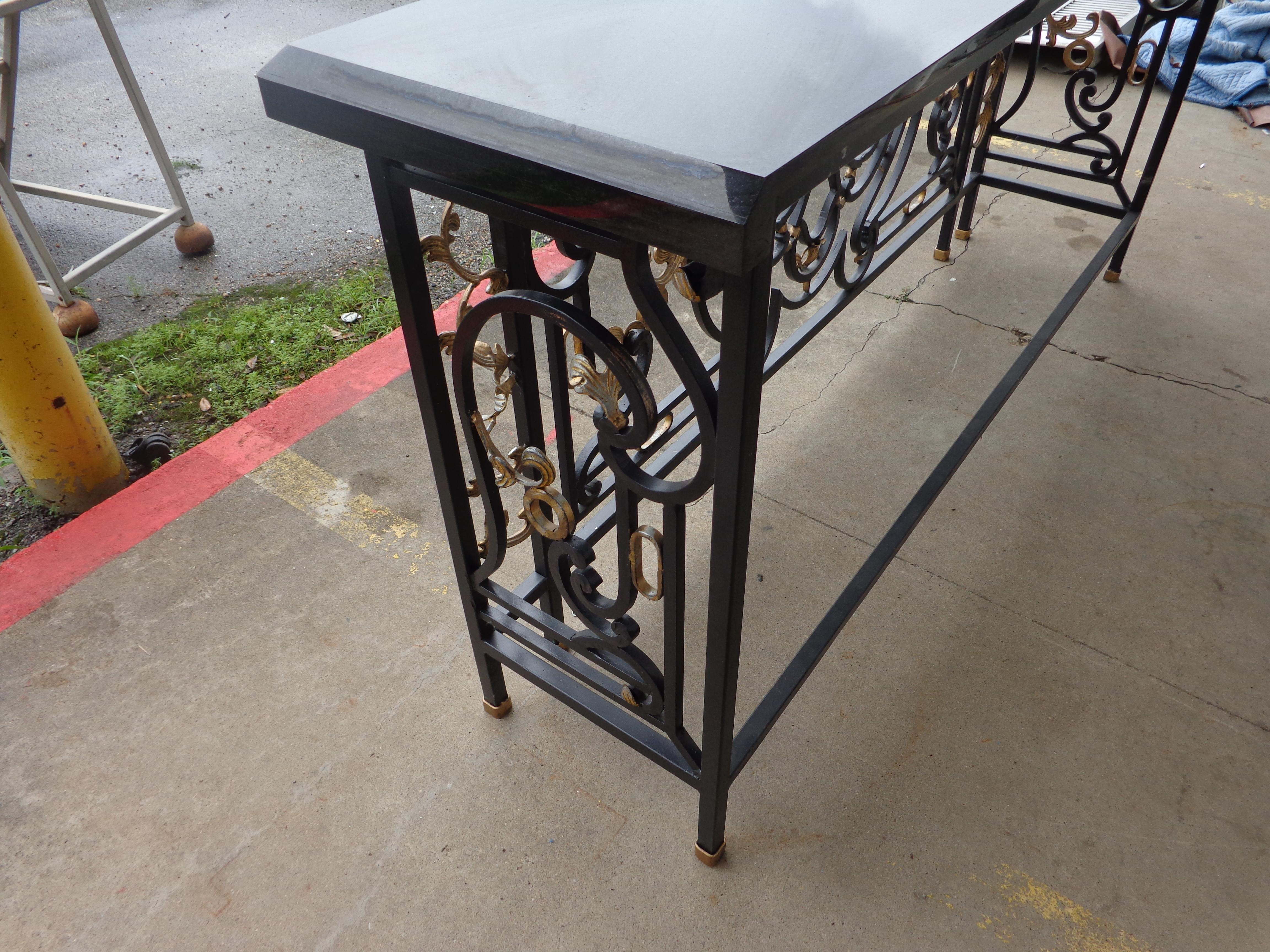 Italian Granite Wrought Iron Console 3