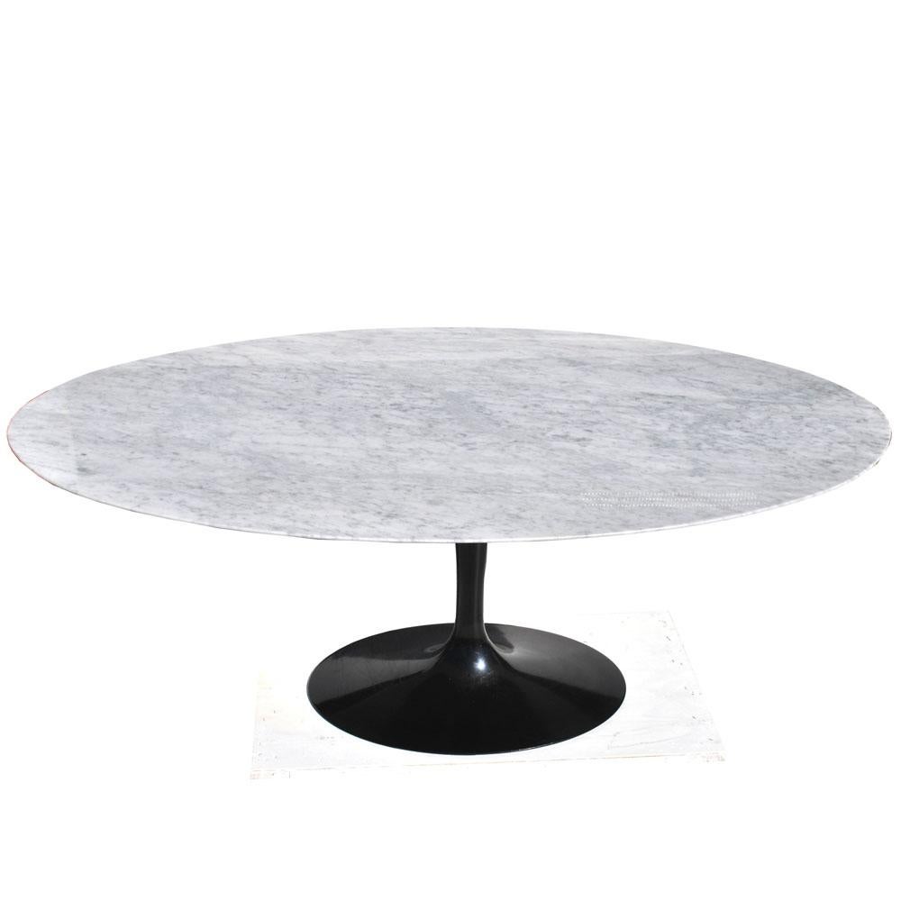 North American 6.5 ft Knoll Saarinen Oval Tulip Dining Table with Carrara Marble Top