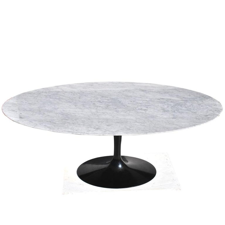 6.5 ft Knoll Saarinen Oval Tulip Dining Table with Carrara ...