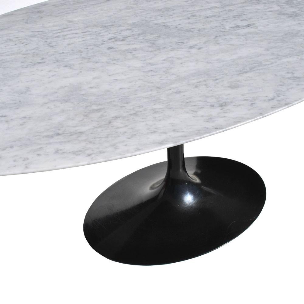 20th Century 6.5 ft Knoll Saarinen Oval Tulip Dining Table with Carrara Marble Top