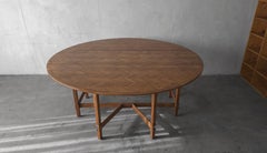6ft Round Parquet Oak Drop Leaf Dining Table