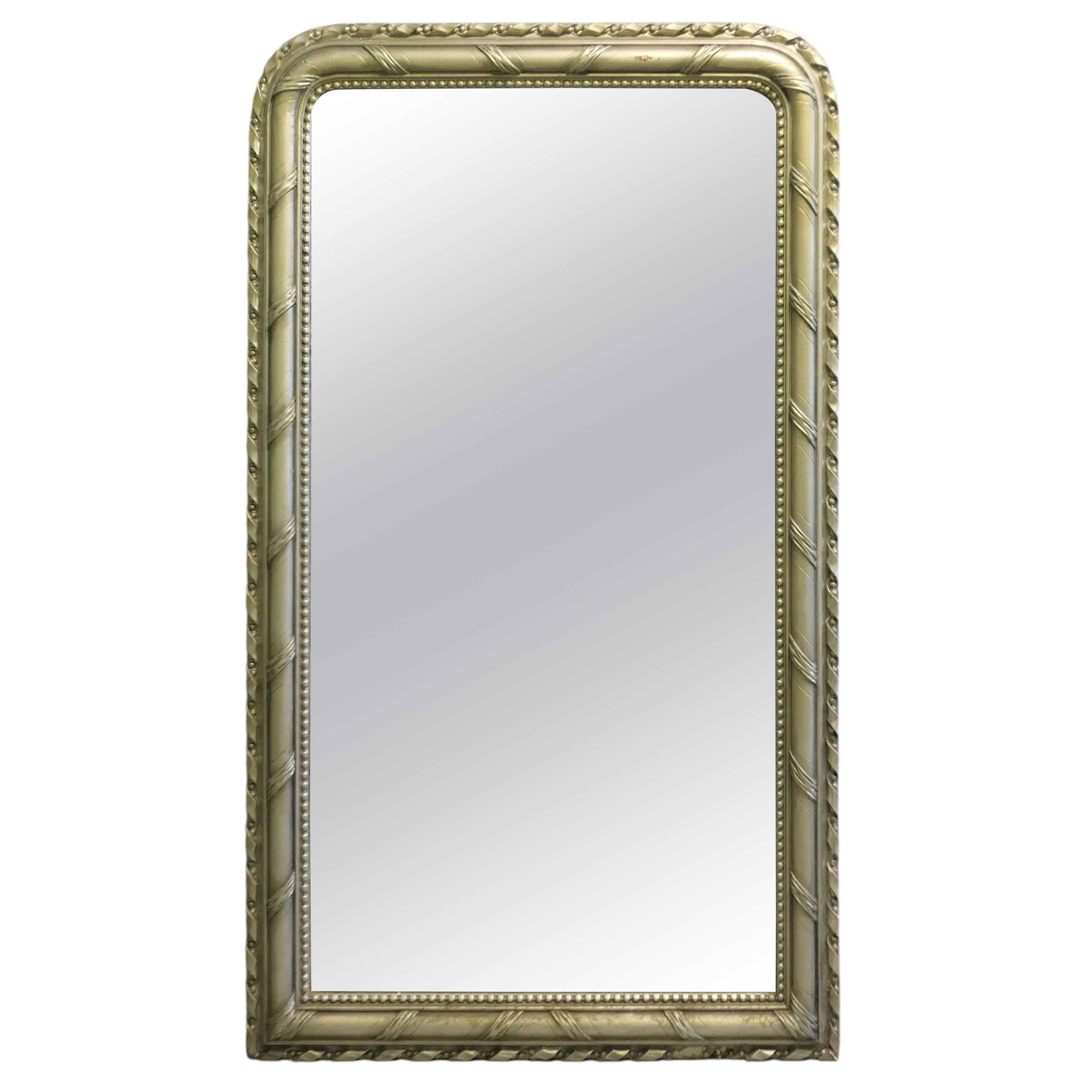 6ft Tall French Silver Gilt Louis Philippe Wall Mirror For Sale