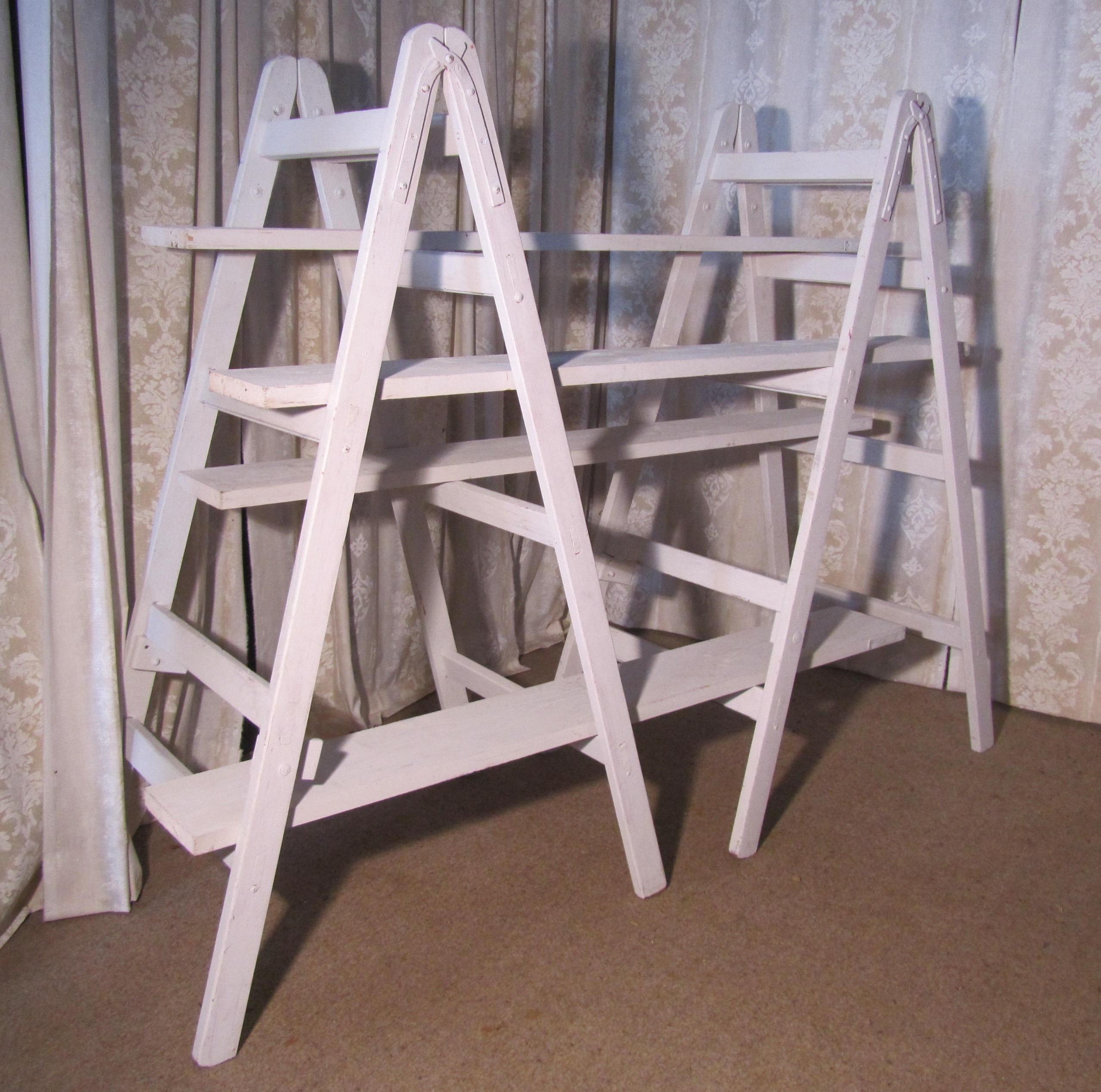 6ft Tall Shabby Painted Pair of Builder’s Trestles      In Good Condition For Sale In Chillerton, Isle of Wight