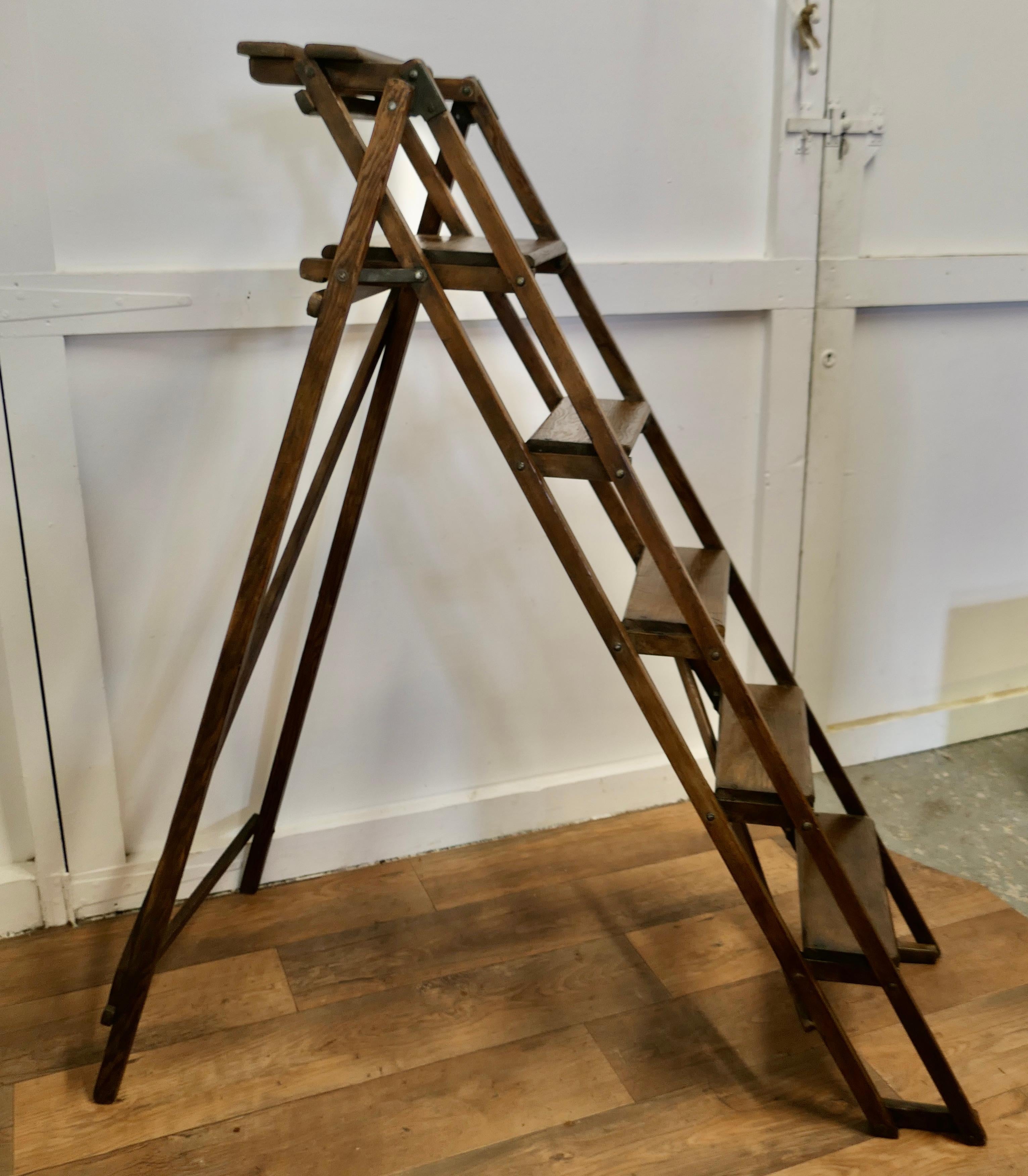 6ft Very Tall 19th Century Decorators Ladder  This is a pretty big piece  In Good Condition For Sale In Chillerton, Isle of Wight