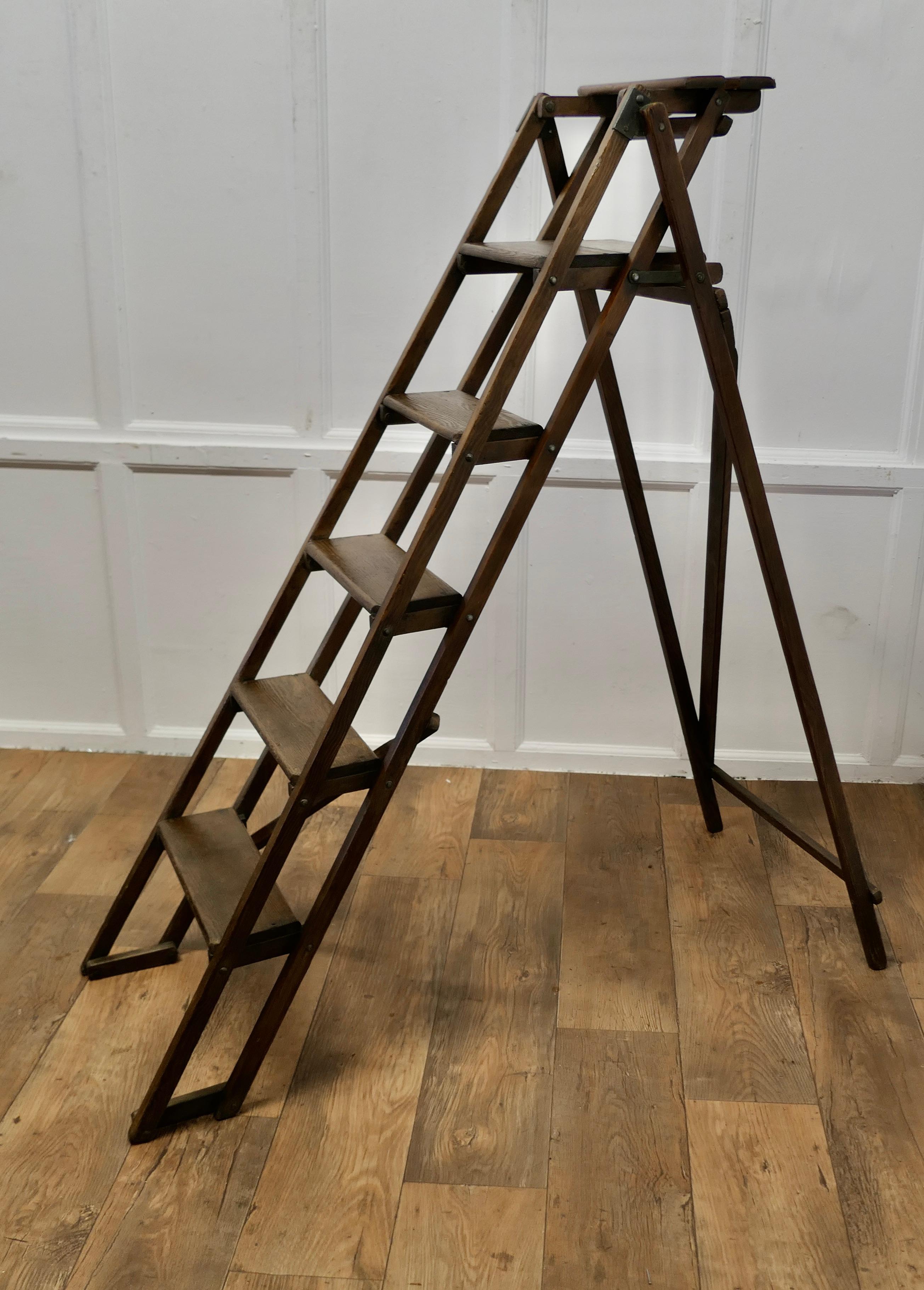 6ft Very Tall 19th Century Decorators Ladder  This is a pretty big piece  For Sale 1