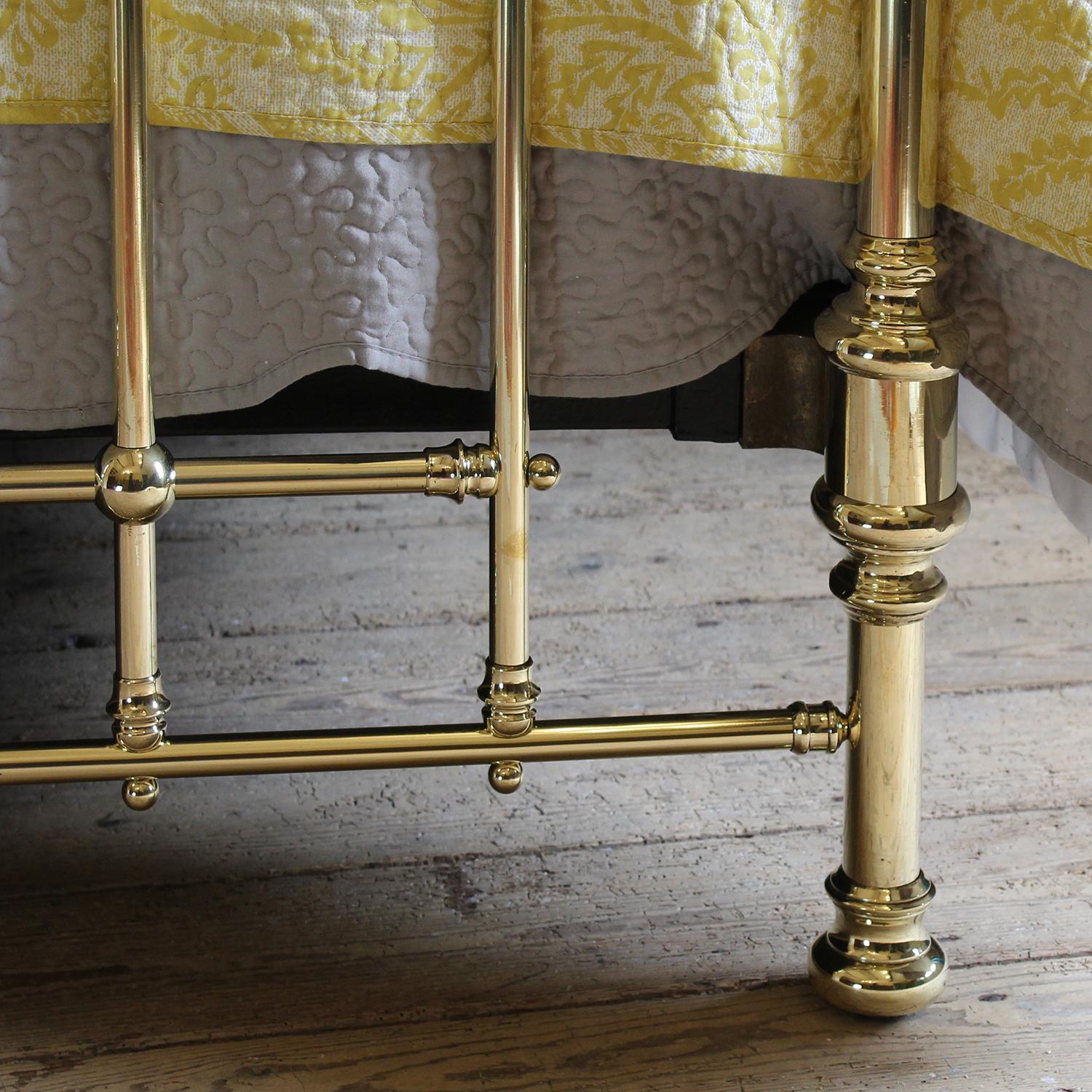 Polished 6ft Wide All Brass Victorian Antique Bed MSK80