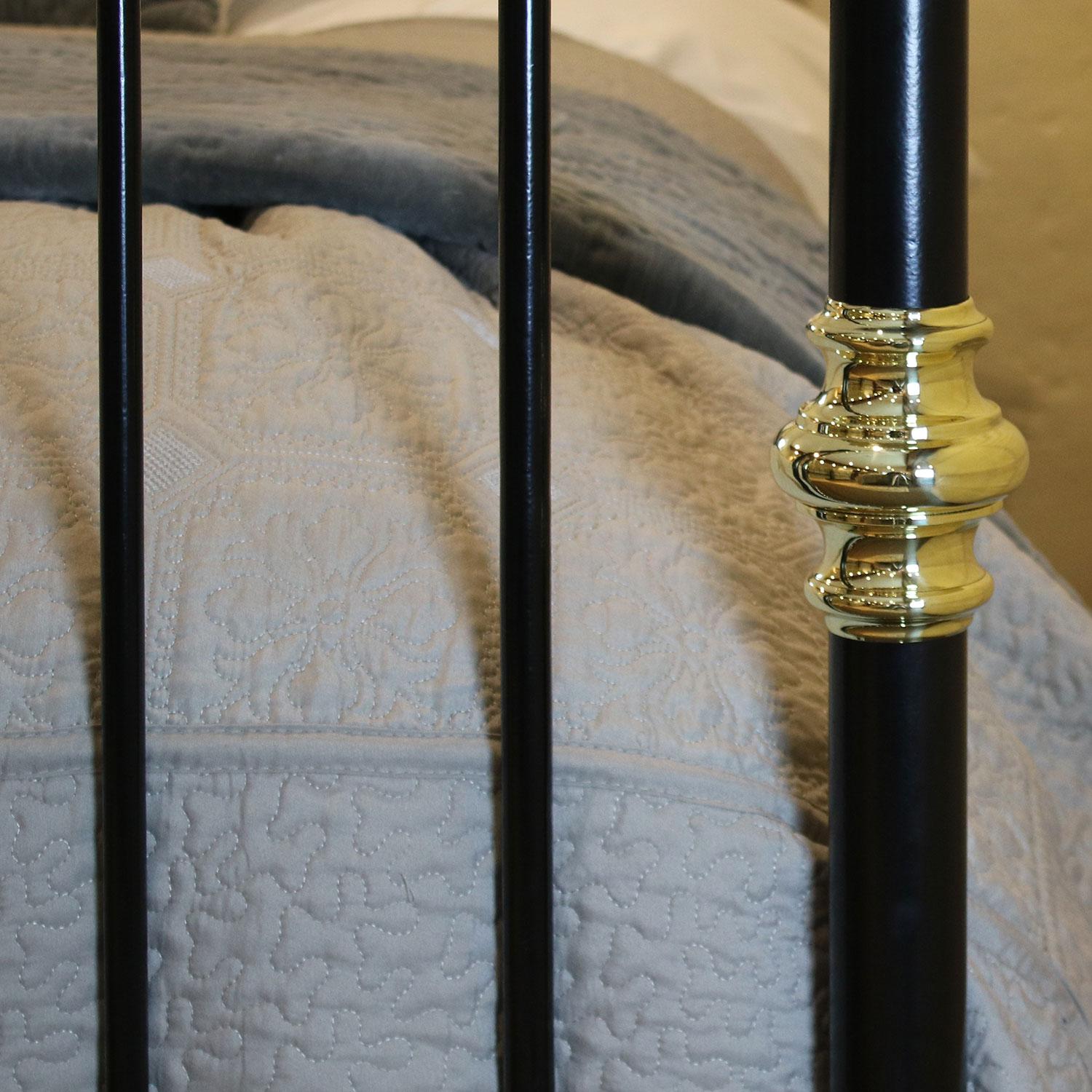 Late Victorian Wide Decorative Brass and Iron Bed
