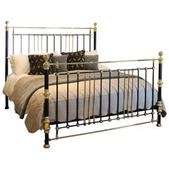 Antique Wide Decorative Brass and Iron Bed