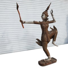 70" Wood Thai Dancer Statue