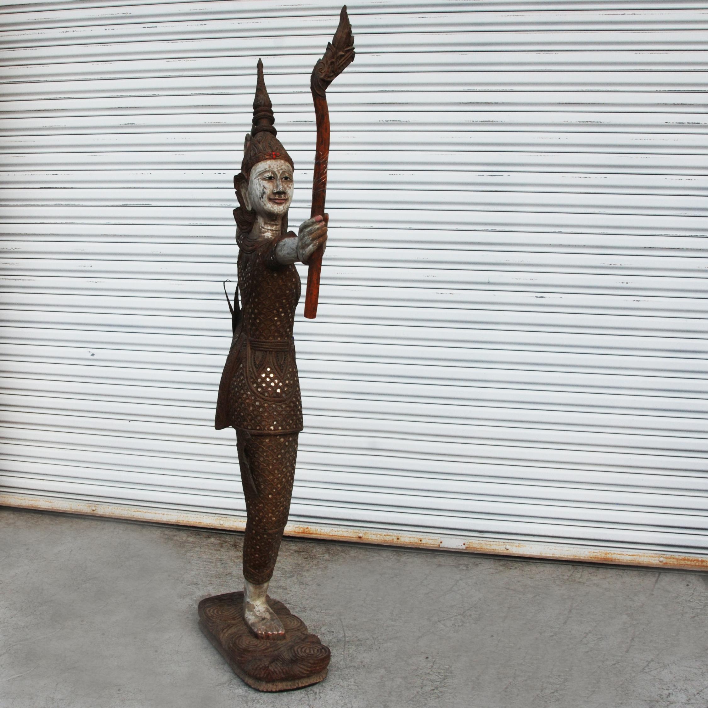Wood Thai Dancer Statue For Sale 2