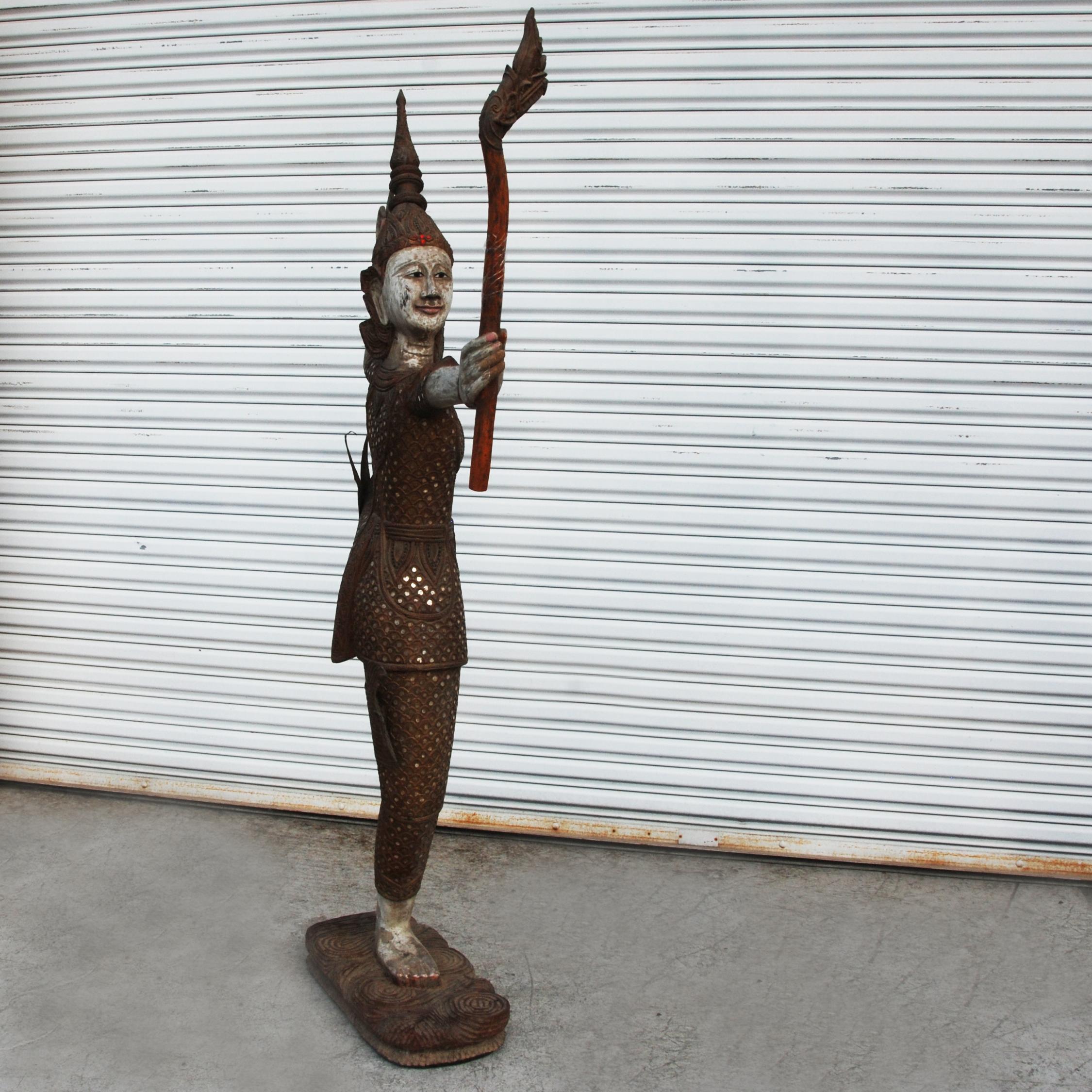 Wood Thai Dancer Statue For Sale 2