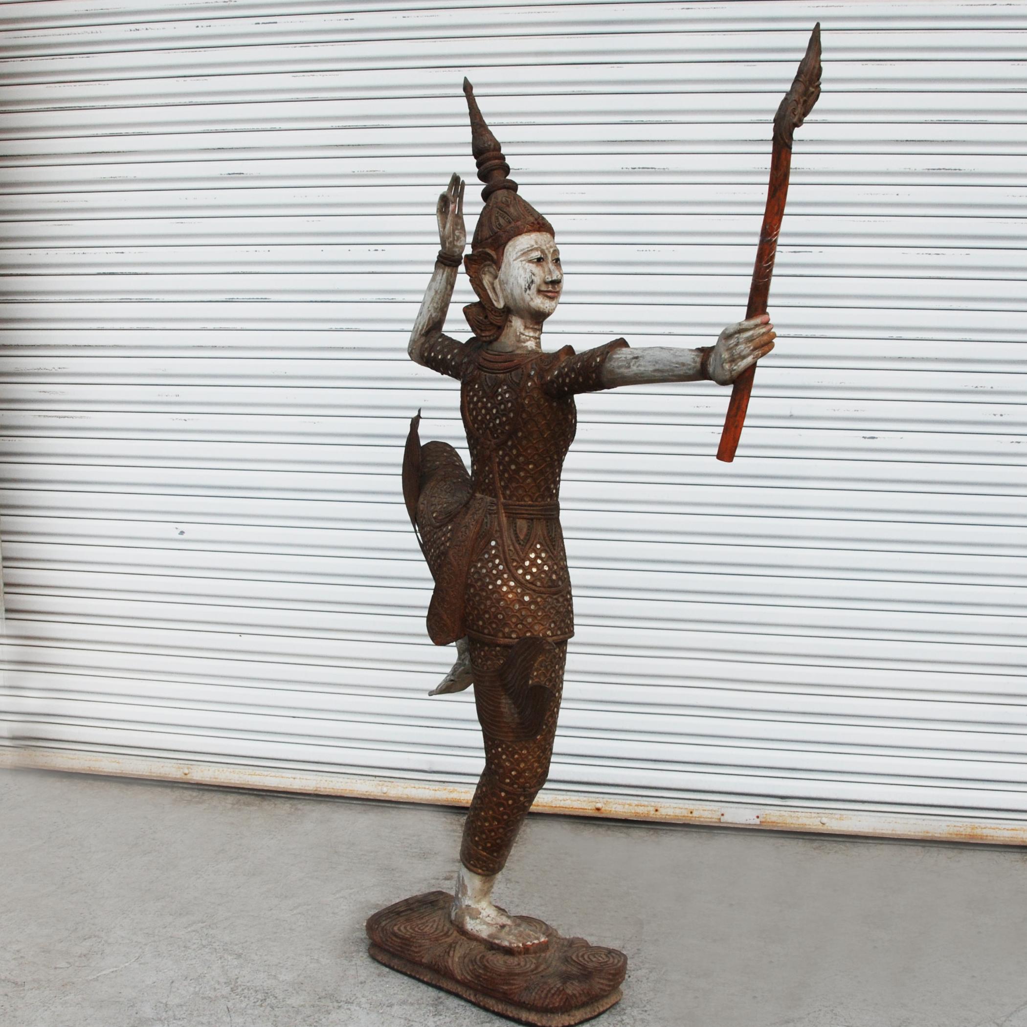 Wood Thai Dancer Statue For Sale 3