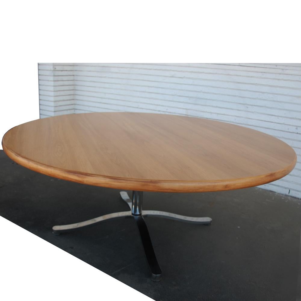 North American Zographos Bleached Walnut Table with Stainless Base