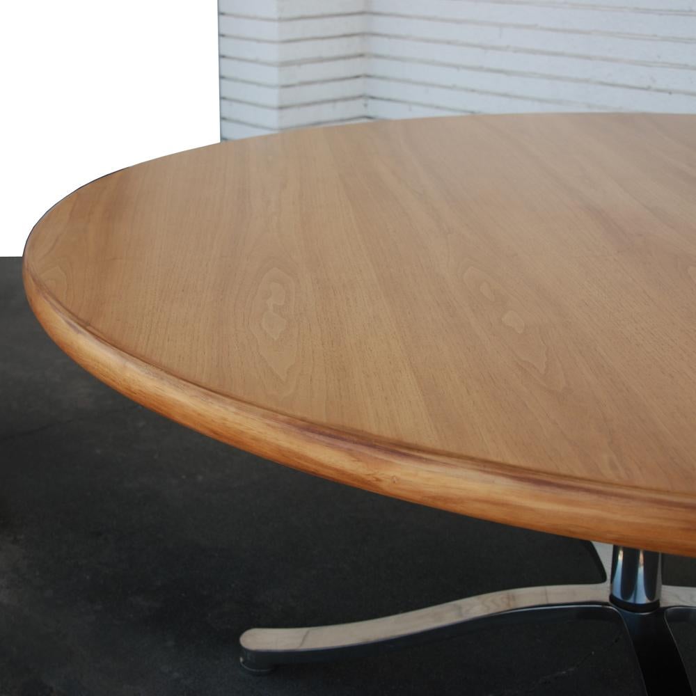 Zographos Bleached Walnut Table with Stainless Base In Good Condition In Pasadena, TX