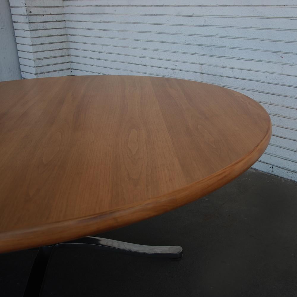 20th Century Zographos Bleached Walnut Table with Stainless Base