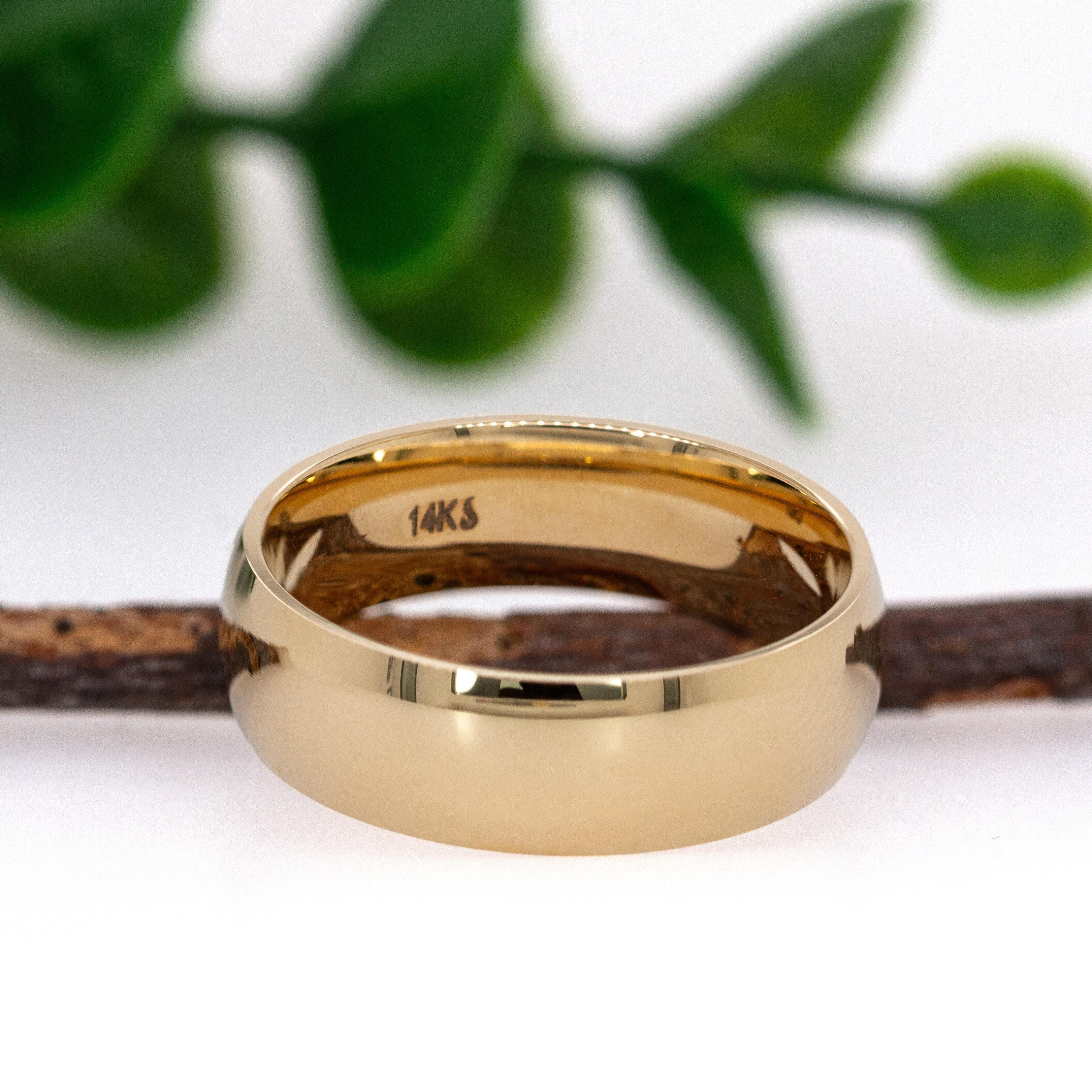 Anillo grueso de ajuste cómodo de 6 mm: Oro amarillo macizo de 14 quilates Moderno en venta