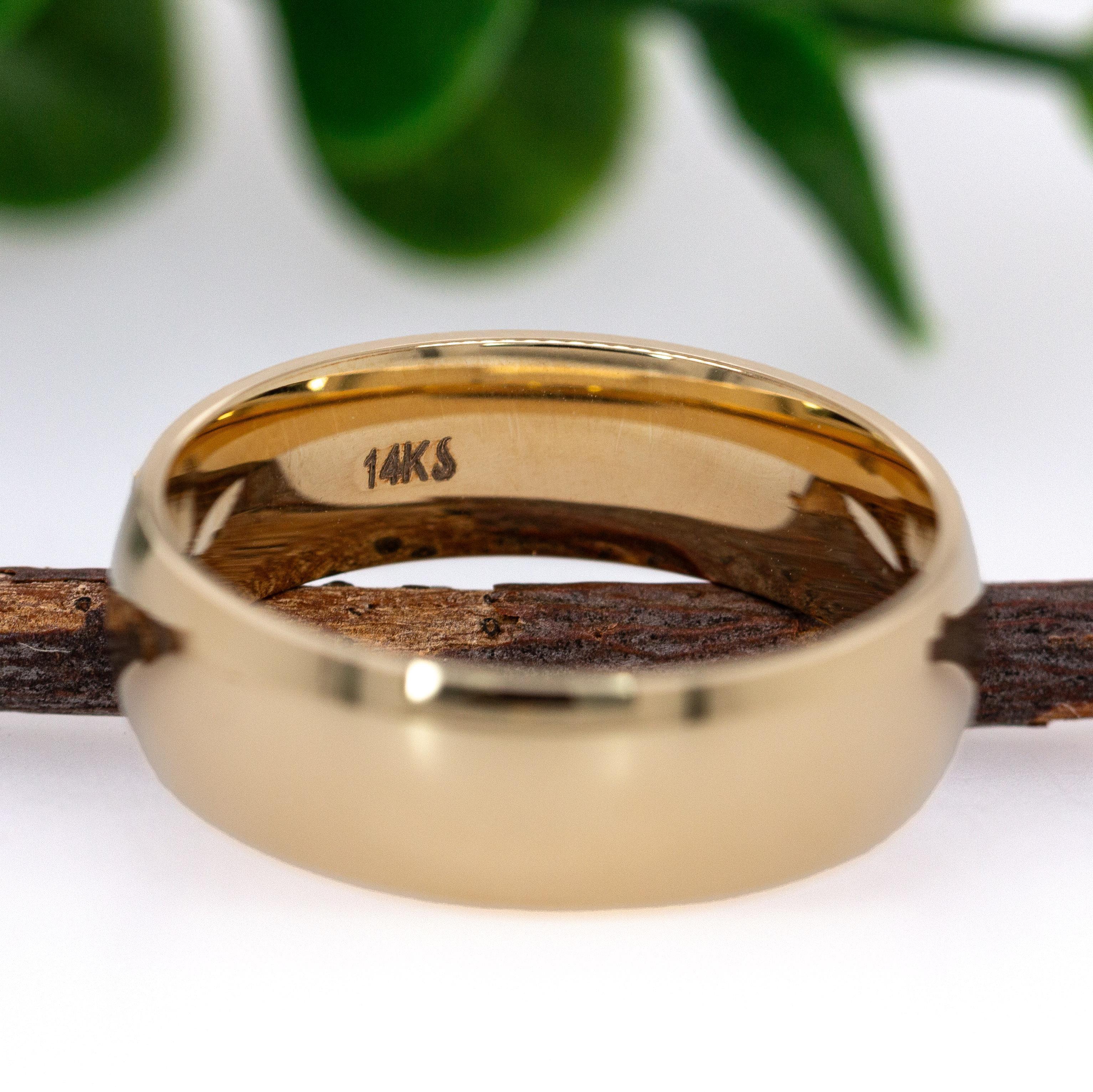 Femenino o masculino Anillo grueso de ajuste cómodo de 6 mm: Oro amarillo macizo de 14 quilates en venta