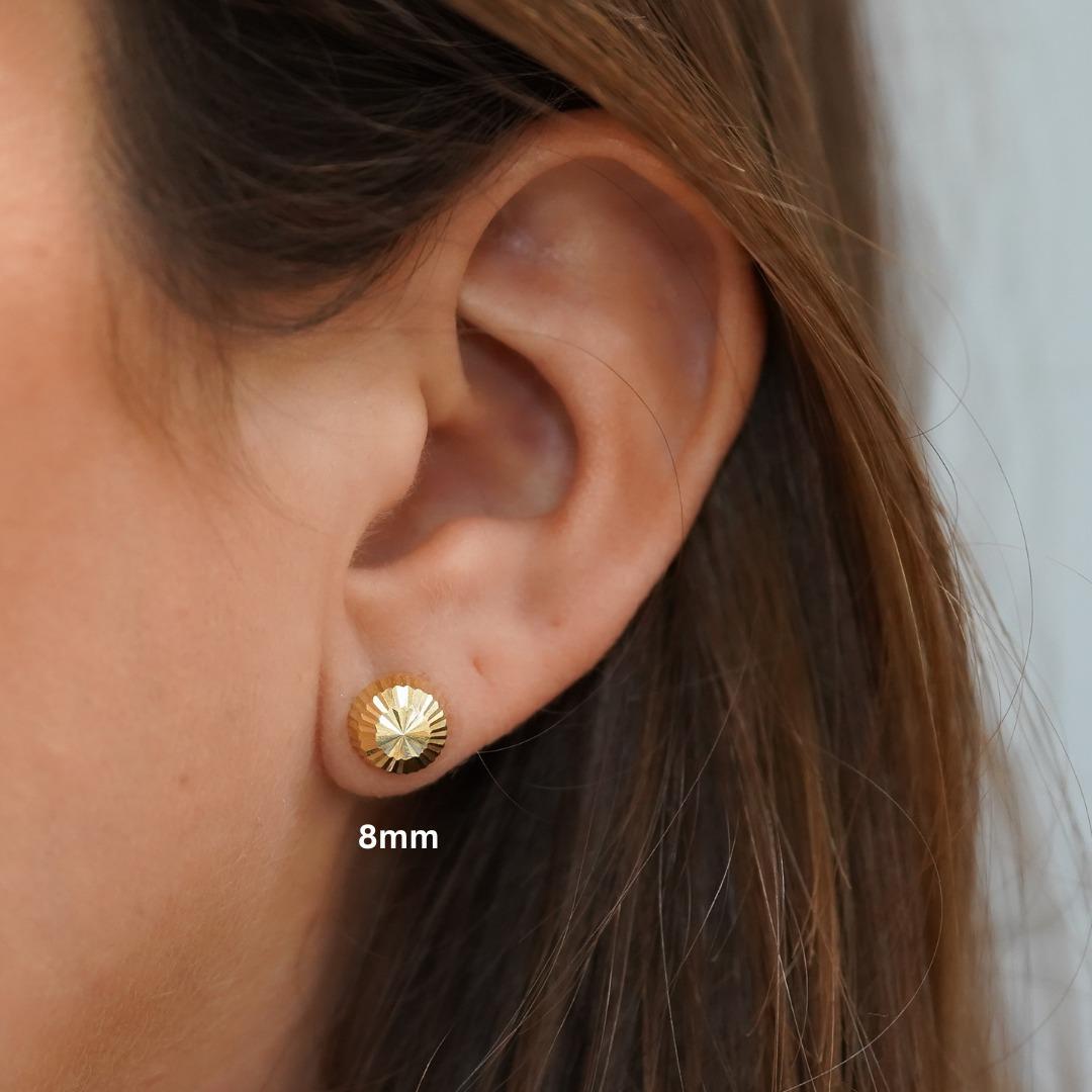 6mm Halbkugel Kugel 14K Gold Diamantschliff Ohrstecker im Angebot 6