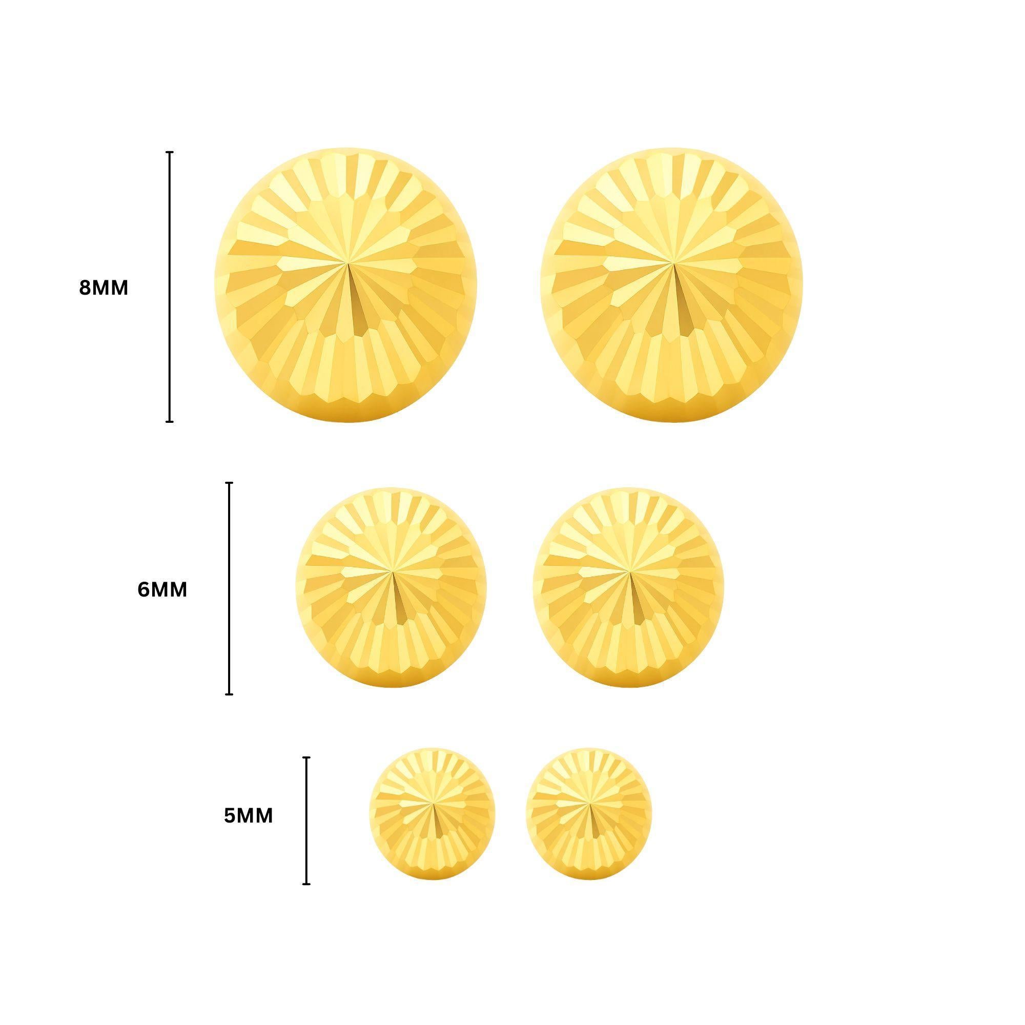 6mm Halbkugel Kugel 14K Gold Diamantschliff Ohrstecker im Angebot 2